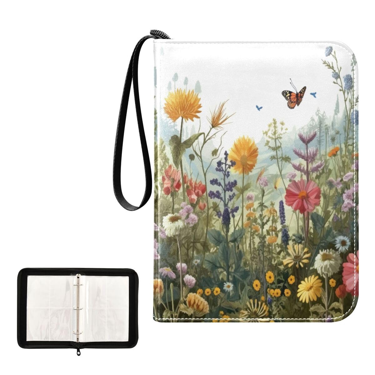 400-Pocket Wildflowers & Butterflies Trading Card Binder with Protective Sleeves - Baseball, Football, Sports & Game Card Collection Album - Perfect for Collectors, Organizing & Displaying Valuable Cards