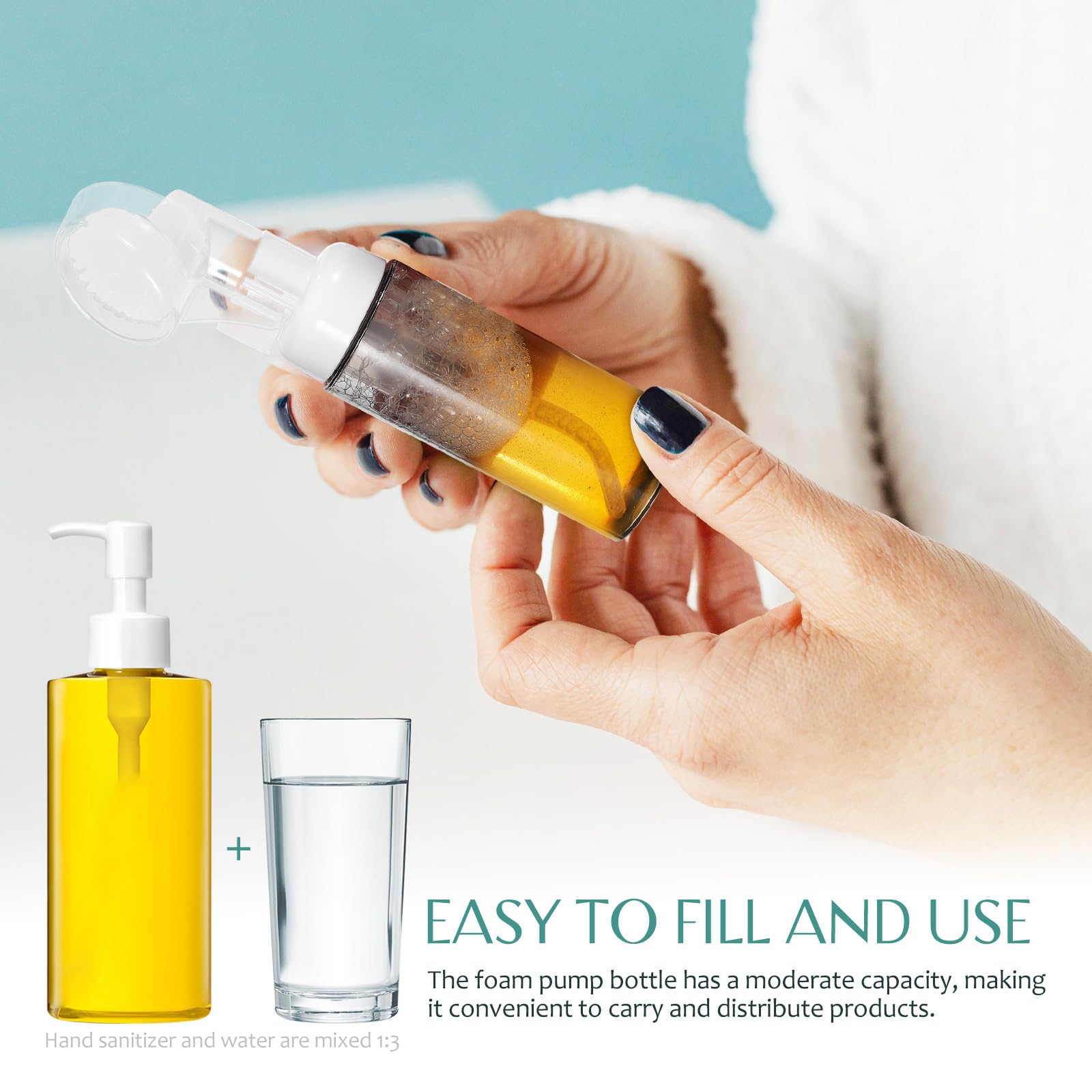 6 Pack Foam Soap Dispenser Bottles - 60ml Travel Size Foaming Pump Bottles for Hand Soap, Lotion & Shampoo | Portable Mousse Dispenser for Bathroom, Kitchen & On-The-Go Use