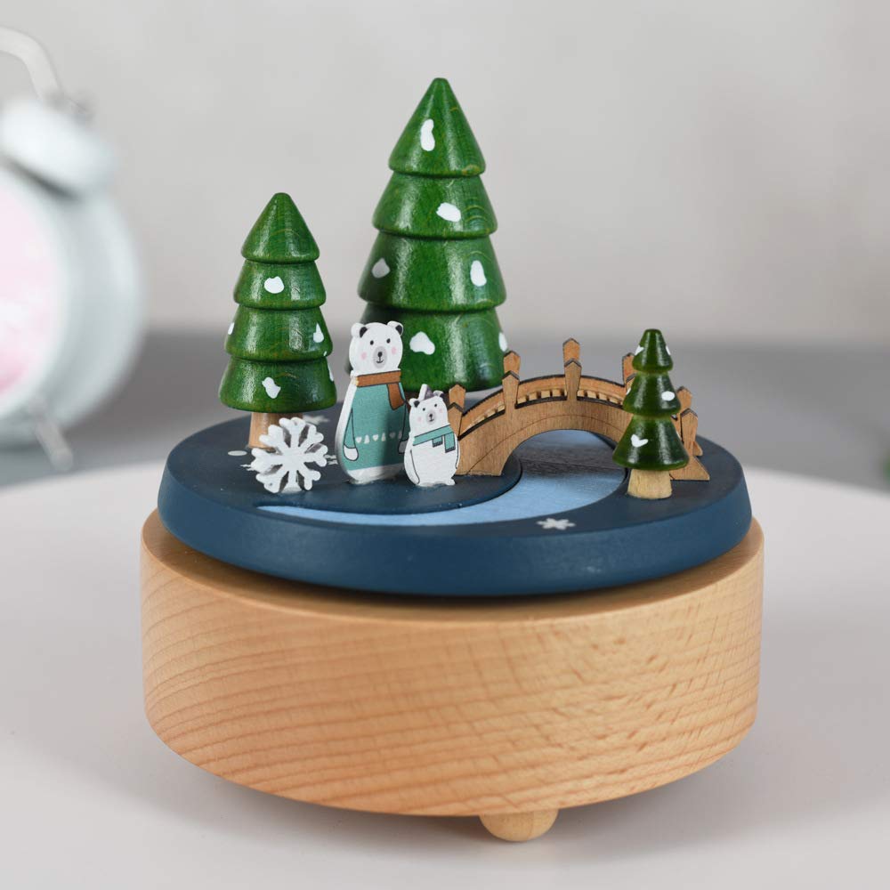 Wooden Polar Bear Music Box with Wooden Mechanism - Plays 'You Are My Sunshine' - Perfect Gift for Boys, Girls & Friends - Romantic Birthday, Wedding & Christmas Present