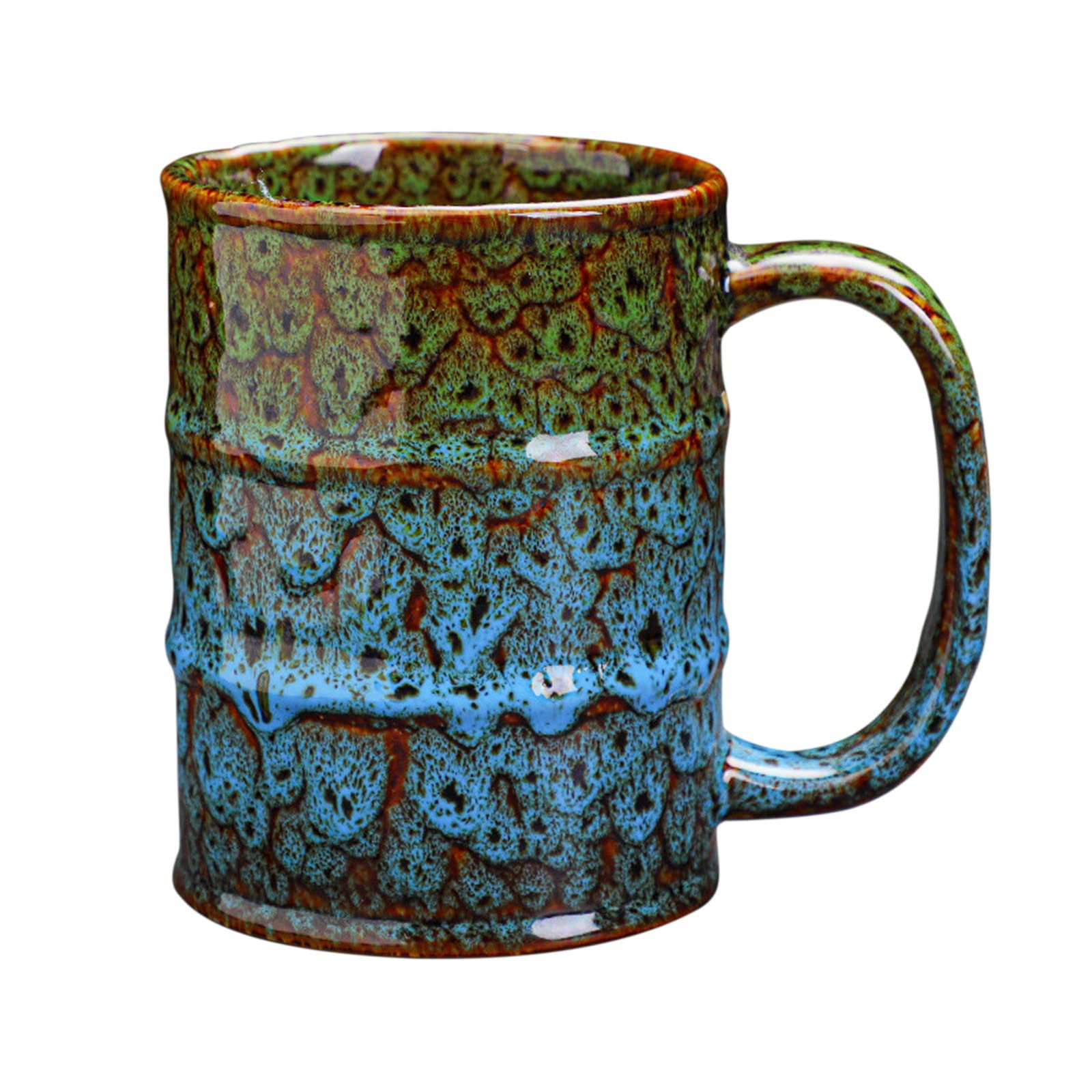20 oz Ceramic Coffee Mug - Large Tea Cup for Office & Home, Dishwasher & Microwave Safe, Green & Blue - Perfect for Hot & Cold Beverages, Gifts & Daily Use
