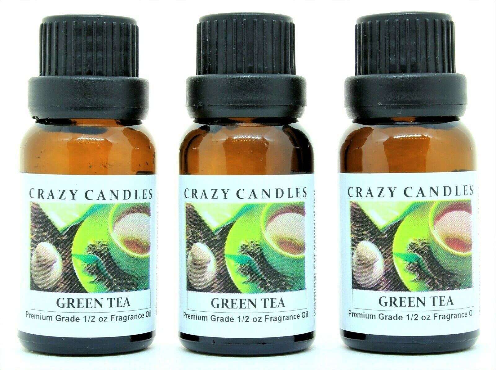 Premium Green Tea Scented Fragrance Oil - 3 Pack (1/2 FL Oz/15ml Each) - Aromatherapy, Diffuser, Candle Making, Massage & Home Fragrance