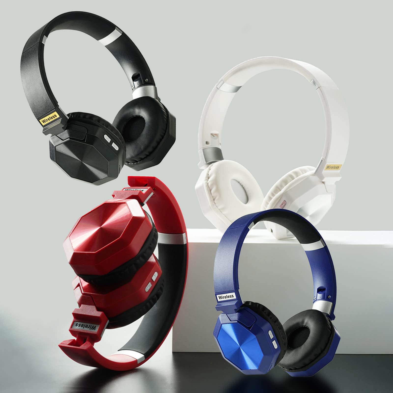 Lanhui Wireless Bluetooth Headphones with Microphone - Foldable Over-Ear Stereo Headset with Deep Bass & Memory Foam Ear Cups - Perfect for Travel, Home Office, Gaming & Workout