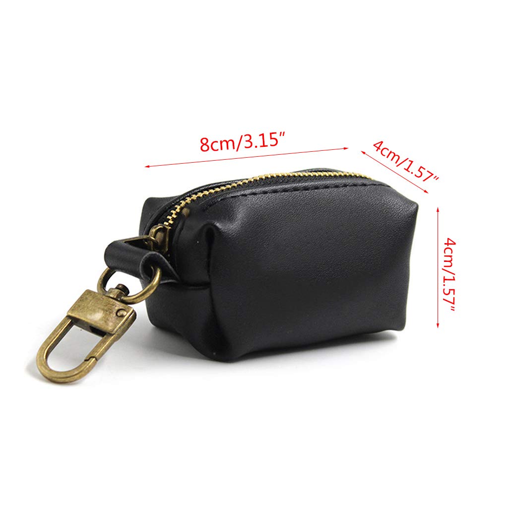 Waterproof & Durable PU Leather Dog Poop Bag Dispenser - Portable Pet Waste Bag Holder for Dogs & Cats - Outdoor Travel, Park Walks & Daily Use (Black)