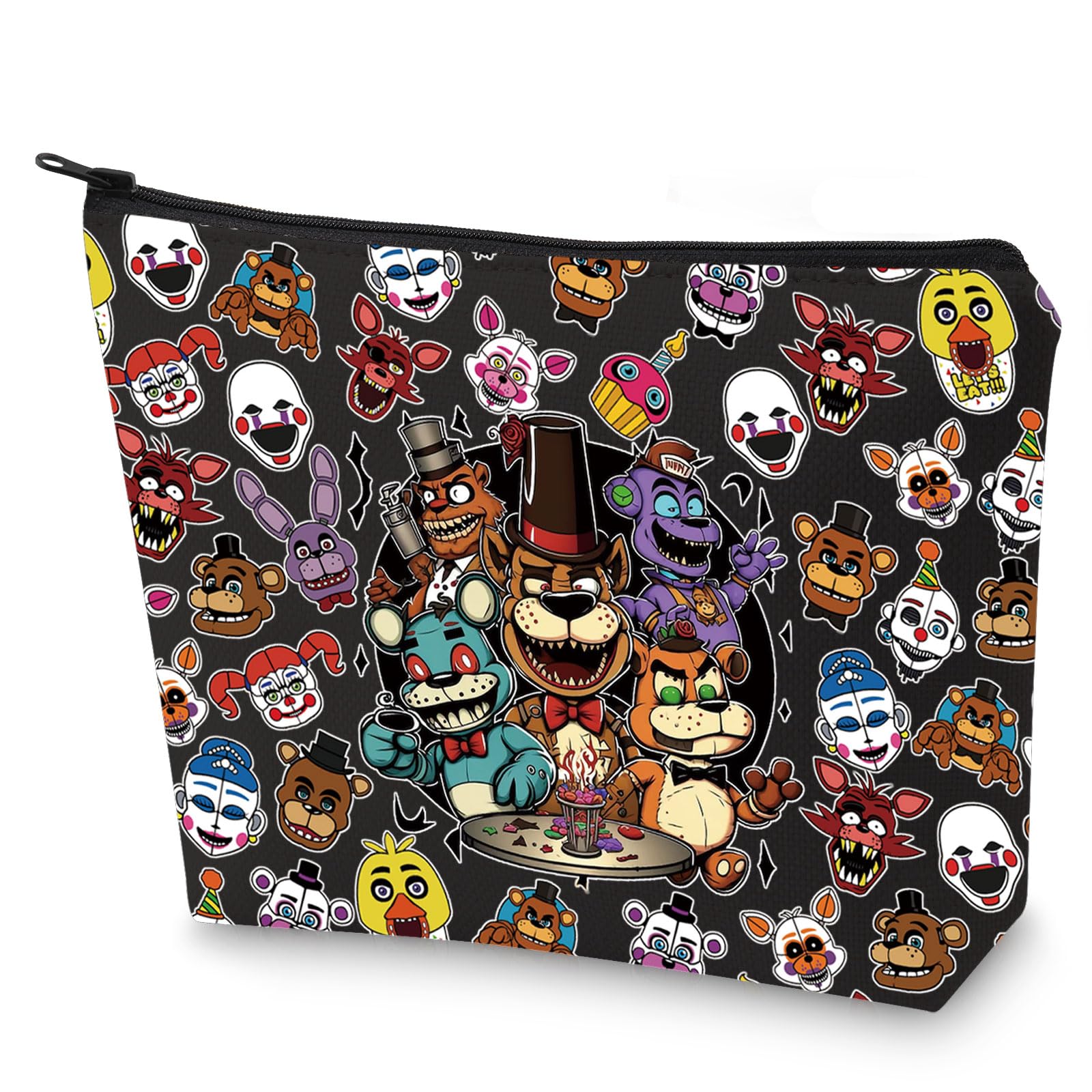 Freddy Fazbear Horror Movie Inspired Makeup Pouch - Cute Freddy Bear Cosmetic Bag with Zipper for Movie Fans & Cosplay Lovers - Perfect for Travel, Halloween & FNAF Merch Collectors
