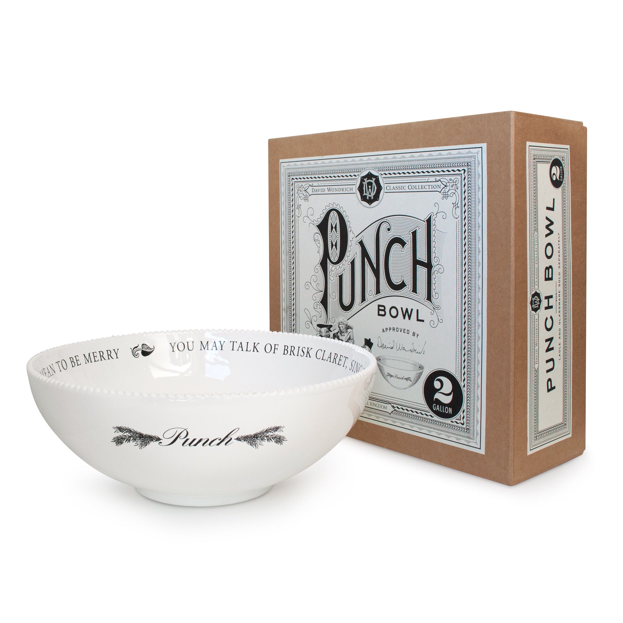 White Stoneware Punch Bowl - 2 Gallon (7.57L) Large Capacity for Parties, Weddings & Holiday Gatherings