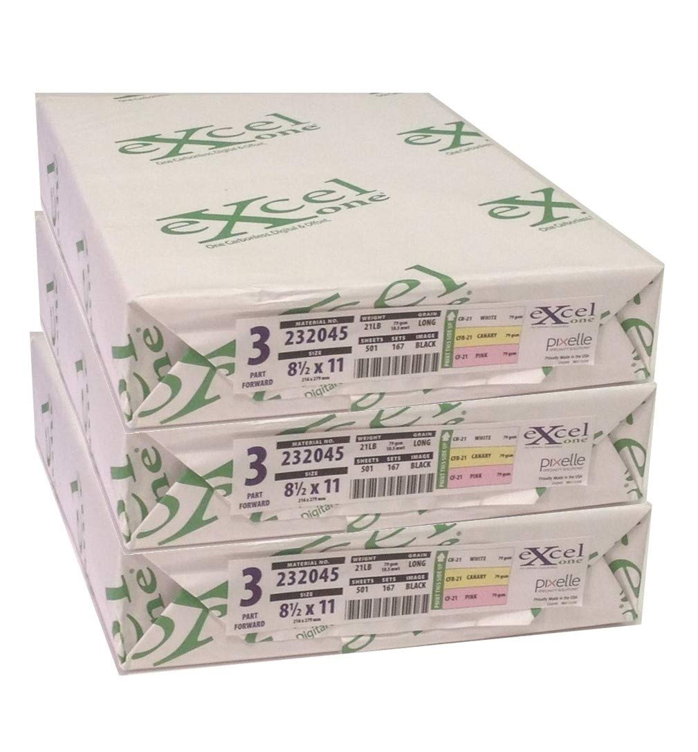 Excel One Carbonless 3-Part NCR Paper (White/Canary/Pink) 8.5