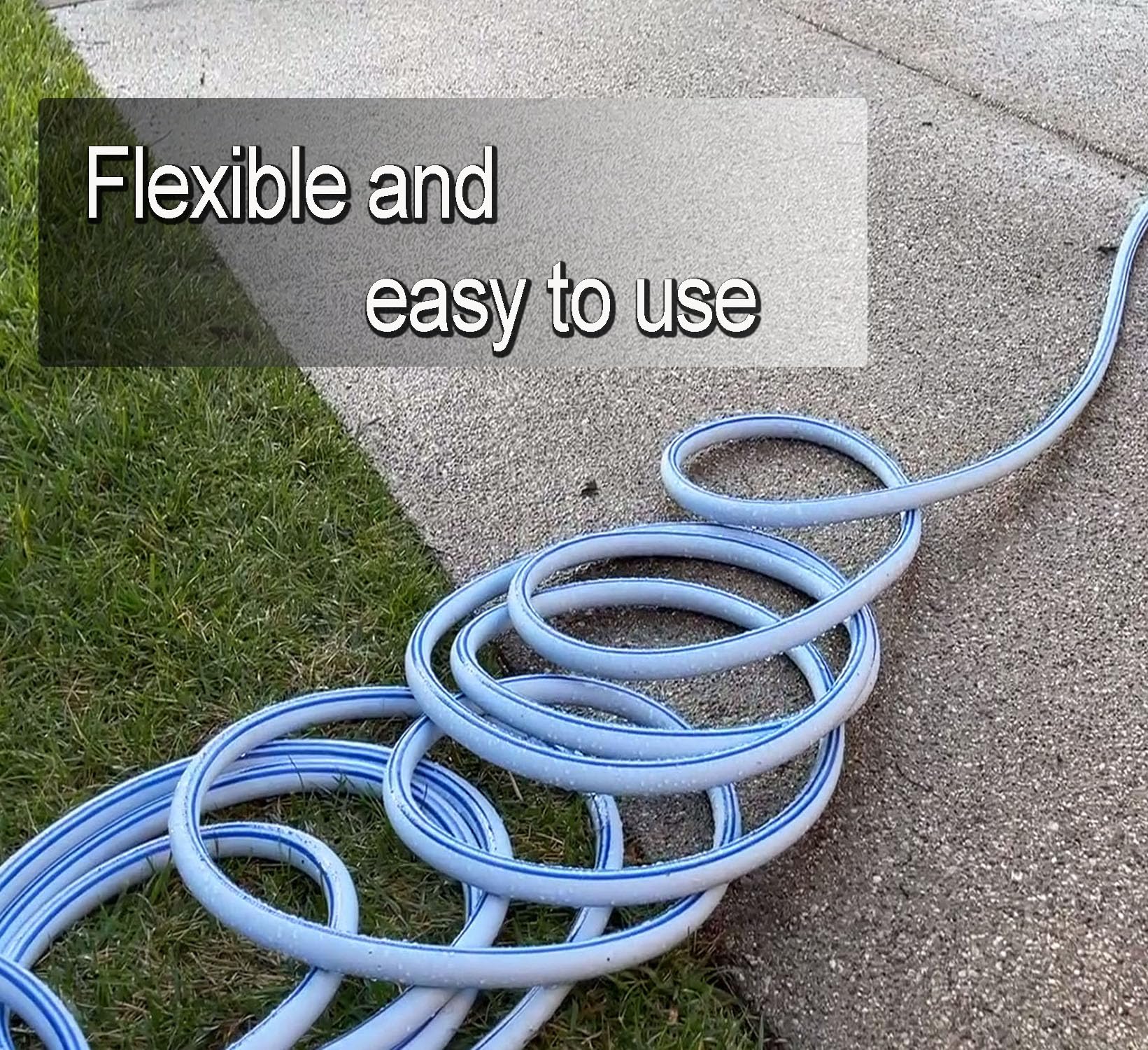 Atlantic Heavy Duty Garden Hose 100 ft x 5/8 inch - Reinforced Blue Water Hose for Lawn, Garden & Outdoor Use (100 Feet) - Perfect for Watering Plants, Washing Cars & Cleaning Patios