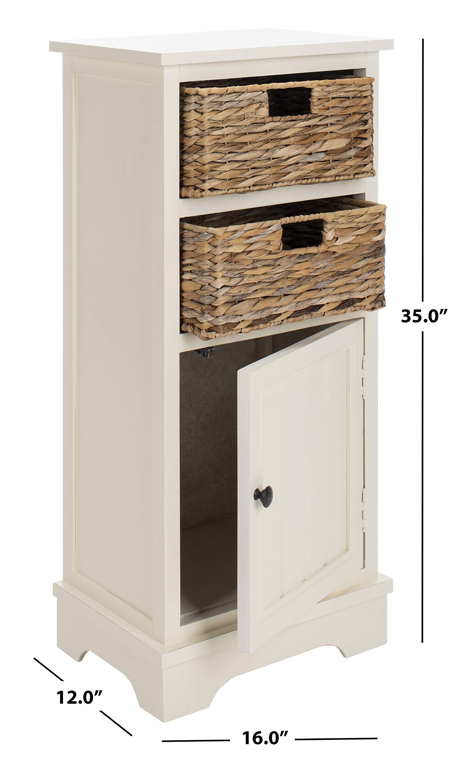 SAFAVIEH American Homes Collection Connery Distressed White Cabinet - Vintage Style Storage Cabinet for Living Room, Bedroom & Entryway