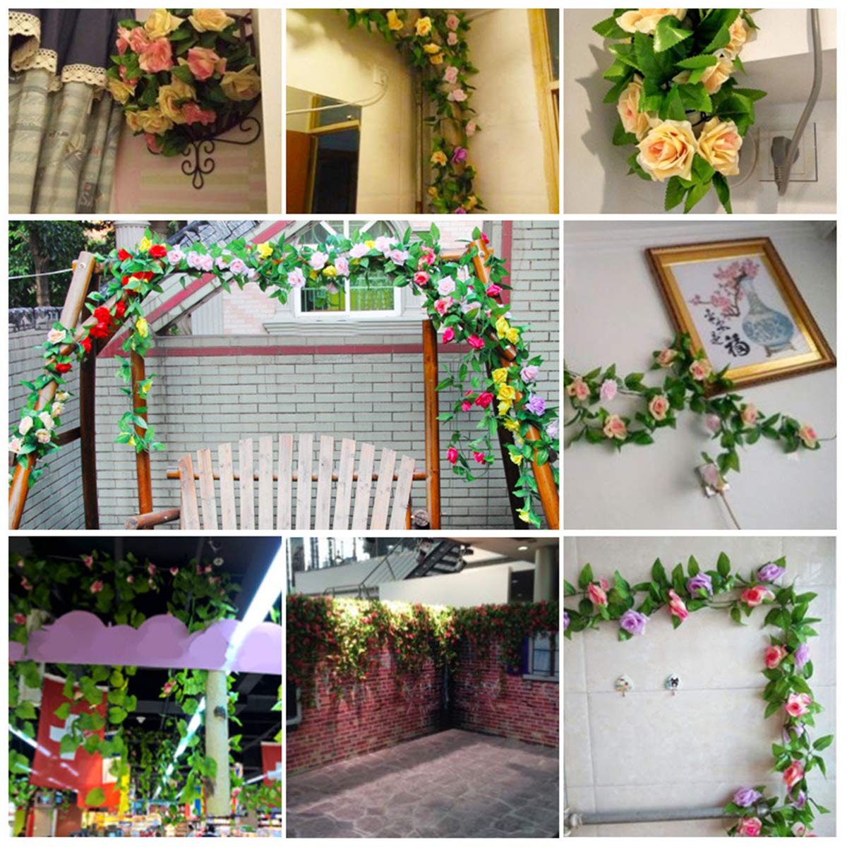 BESPORTBLE Artificial Rose Vine - 1pc Realistic Fake Rose Rattan Decor for Home, Wedding, Party & Garden Floral Arrangements | Water-Resistant Faux Flowers