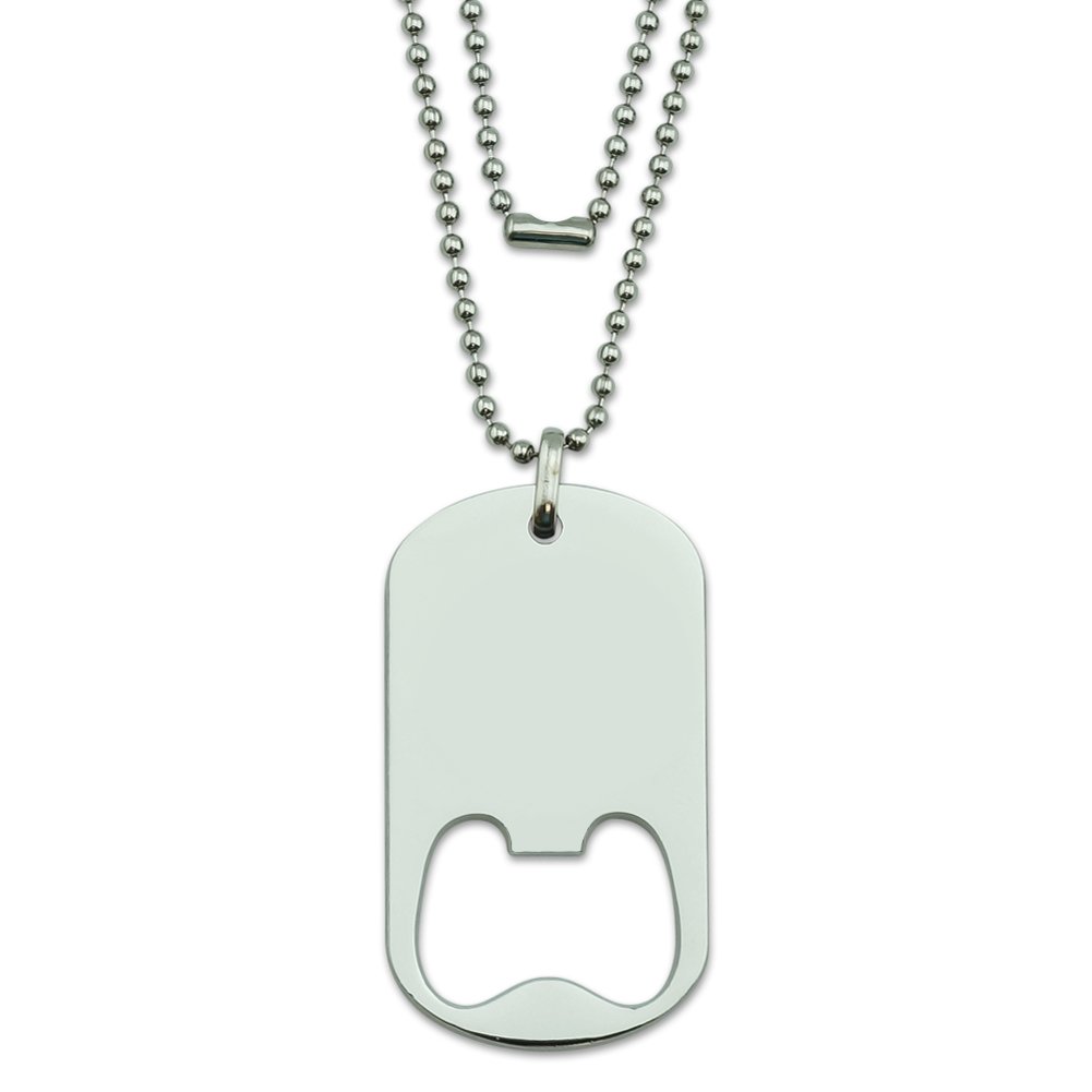 Black Cat Staring at Betta Fish Bowl Military Dog Tag Bottle Opener Pendant - Unique Graphic Novelty Gift for Cat Lovers & Military Enthusiasts - Perfect for Keychains, Necklaces & Beer Bottle Openers