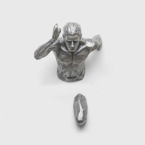 ZQALOVE Industrial Style Running Sculpture - Resin Wall Art Decor for Living Room, Office & Gym - Modern Sports Man Statue (Silver Right) - Perfect for Home Decor, Fitness Motivation & Gift Ideas