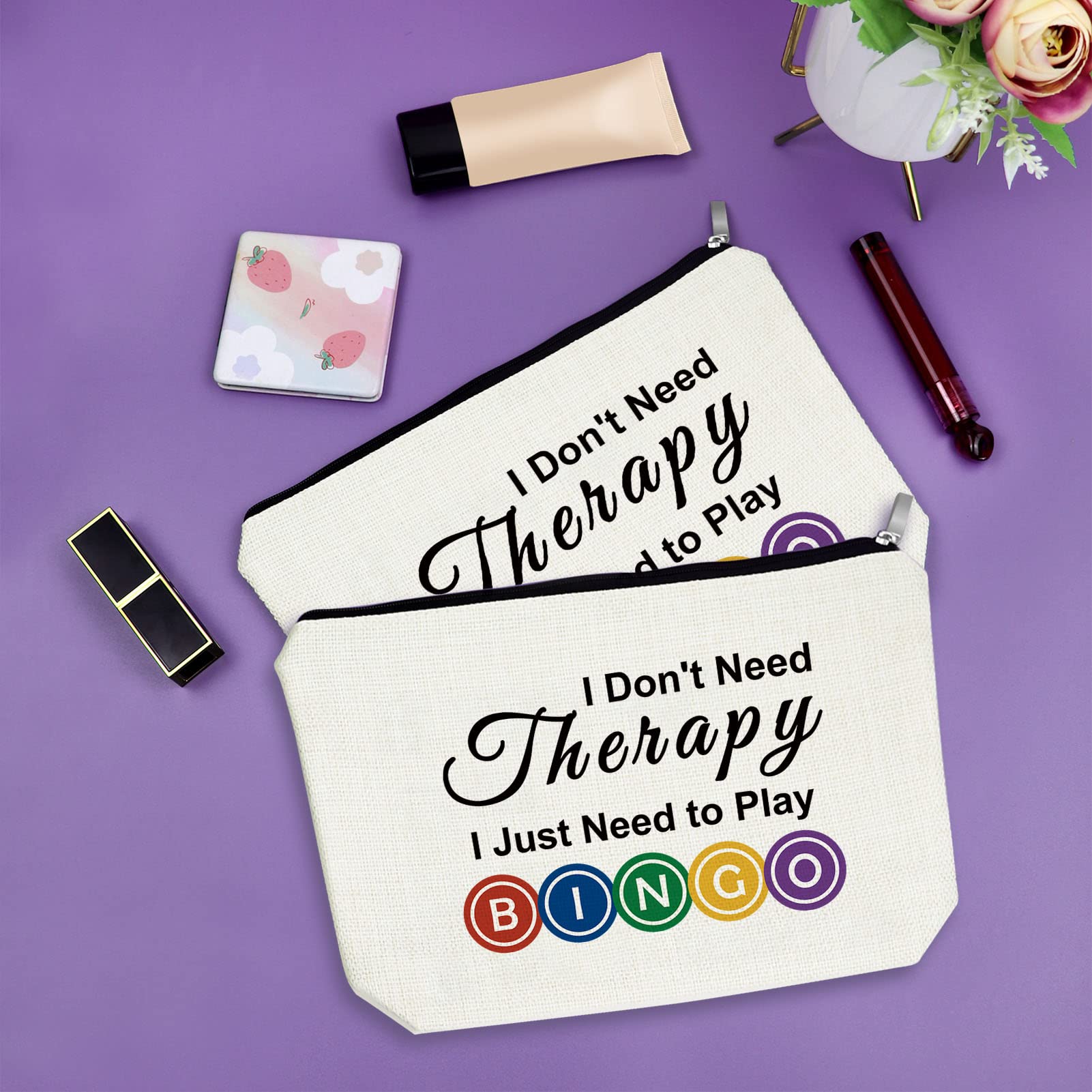 2 Pack Bingo Themed Makeup Bags - Perfect Gift for Bingo Lovers, Casino Enthusiasts & Women | Cosmetic Travel Pouch for Birthday, Christmas & Game Nights | Ideal for Travel, Parties & Casino Trips