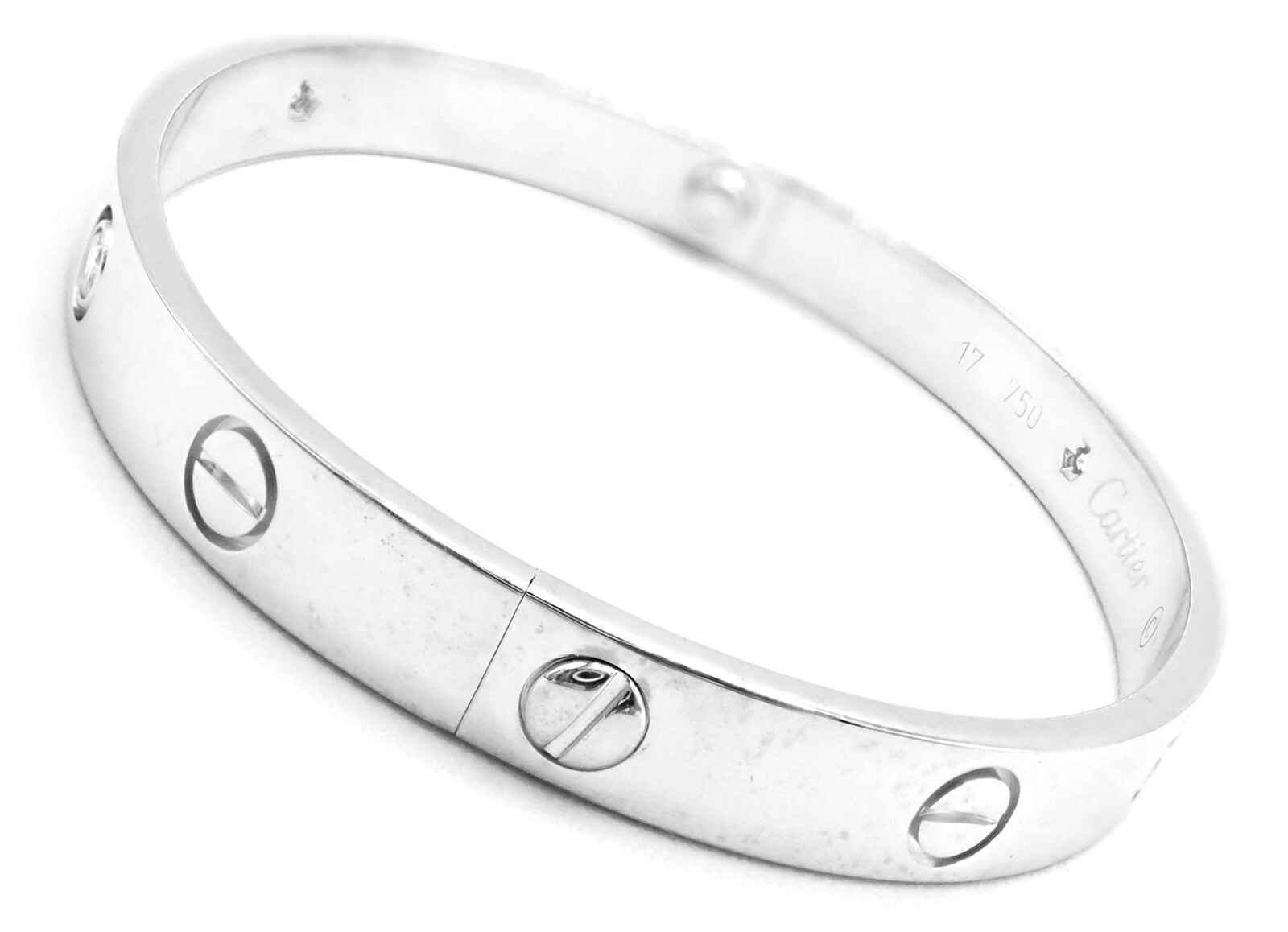 Authentic Cartier 18K White Gold Love Bracelet with 4 Diamonds - Size 17 Certified | Luxury Jewelry for Women, Perfect Gift for Anniversary, Valentine's Day & Special Occasions