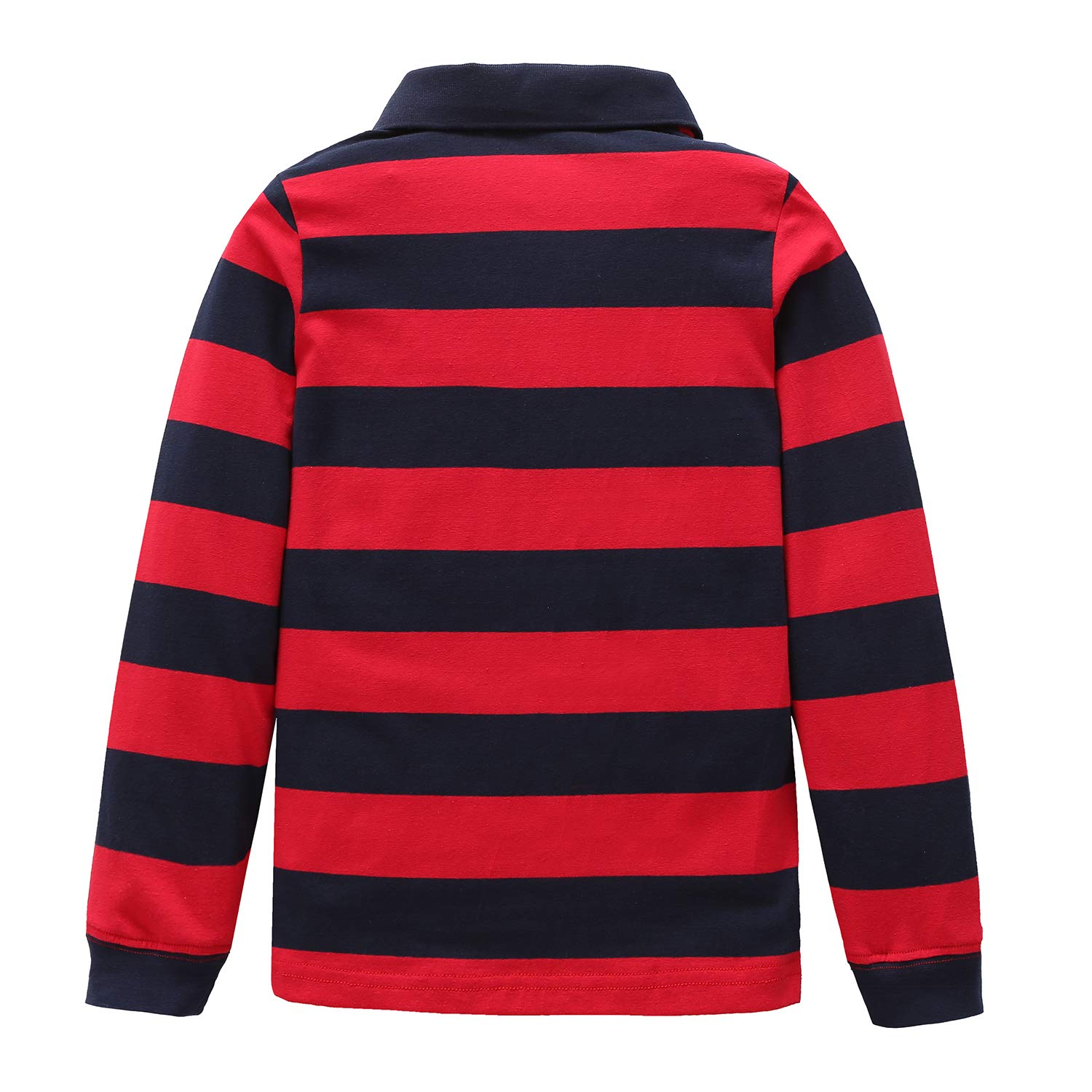 HowJoJo Boys Cotton Long Sleeve Striped Polo Shirts - Casual School Wear & Playtime Outfits for Kids