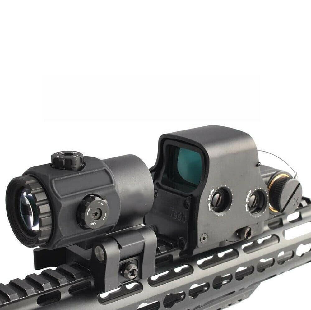 558+3X Magnifier Green/Red Dot Holographic Reflex Sight with Quick Detach QD Mount for Hunting & Shooting - Black | Compatible with AR15, Rifle, Shotgun for Tactical & Outdoor Use