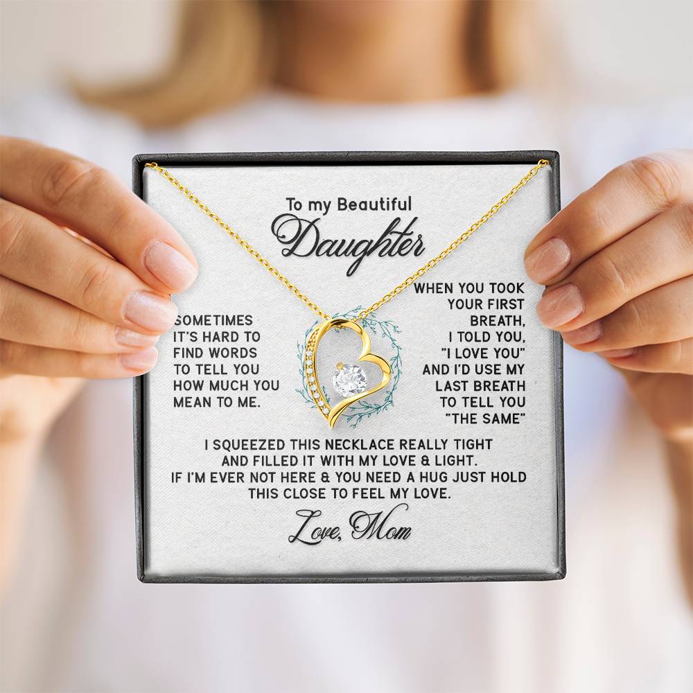 Beautiful Jewelry Necklace for Daughter - Thoughtful Gift from Mom in White or Yellow Gold Finish - Perfect for Birthdays, Graduation & Special Occasions
