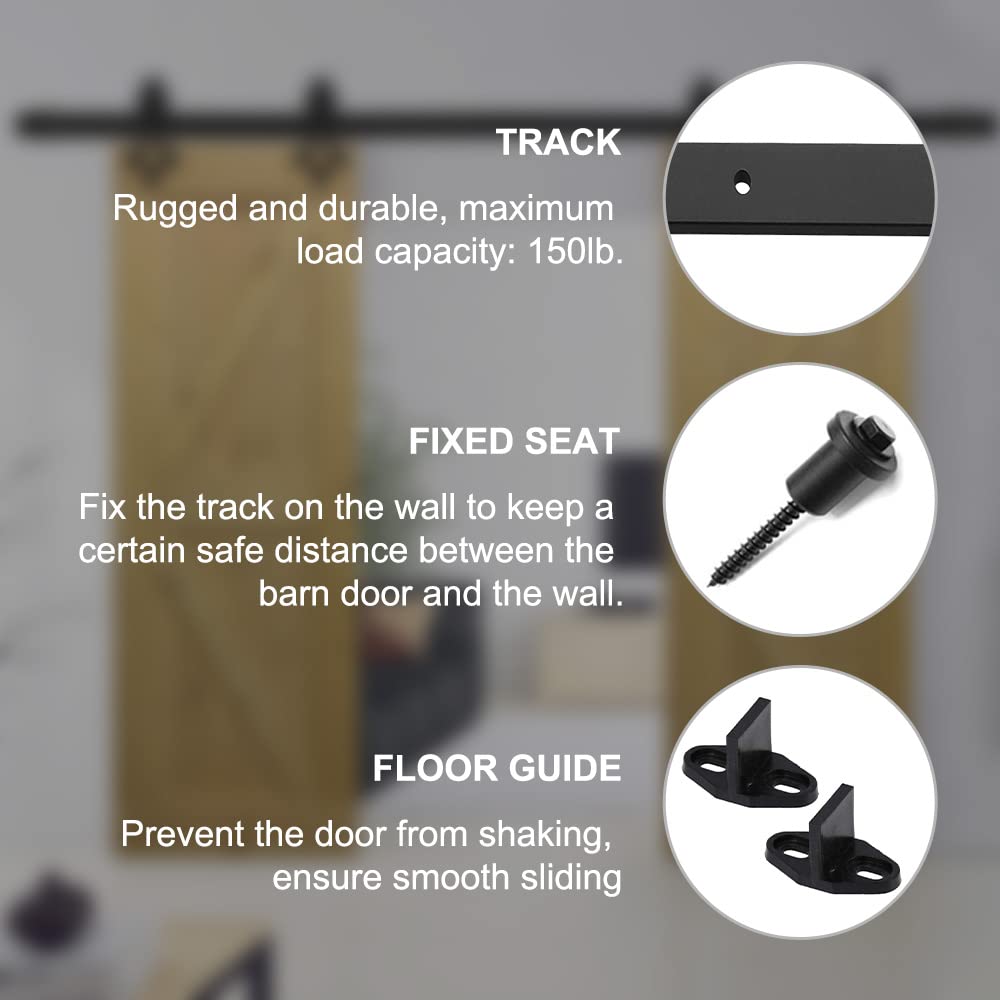 18FT Black Sliding Barn Door Hardware Kit - Rhombic Hanger System for Double Doors | Rustic Home Decor, Farmhouse Style Interior Design