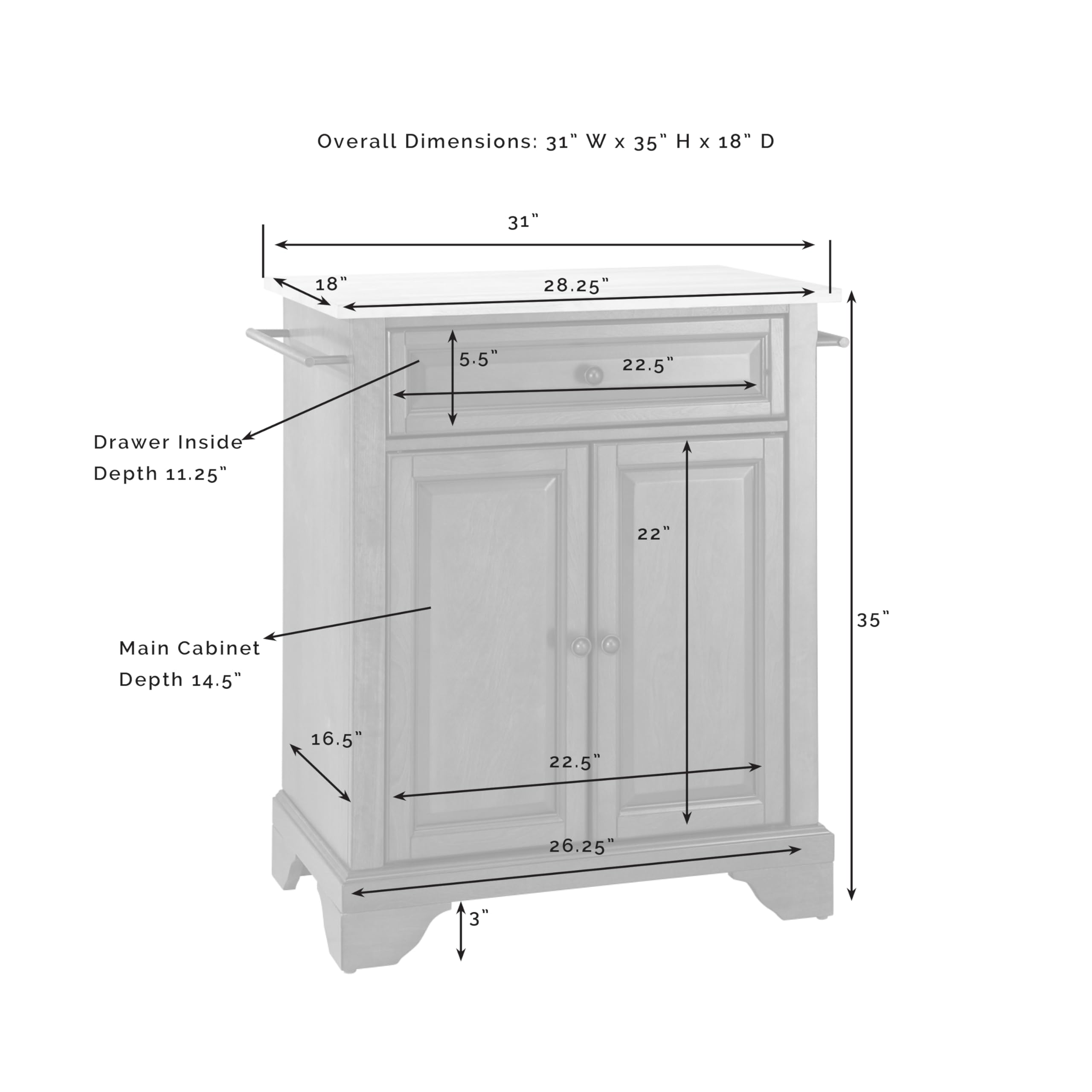 Crosley Lafayette Granite Top Portable Kitchen Island Cart with Wheels - Microwave Stand, Storage Cabinet, Mahogany Finish for Small Spaces | Perfect for Apartments, Dorms & Compact Kitchens