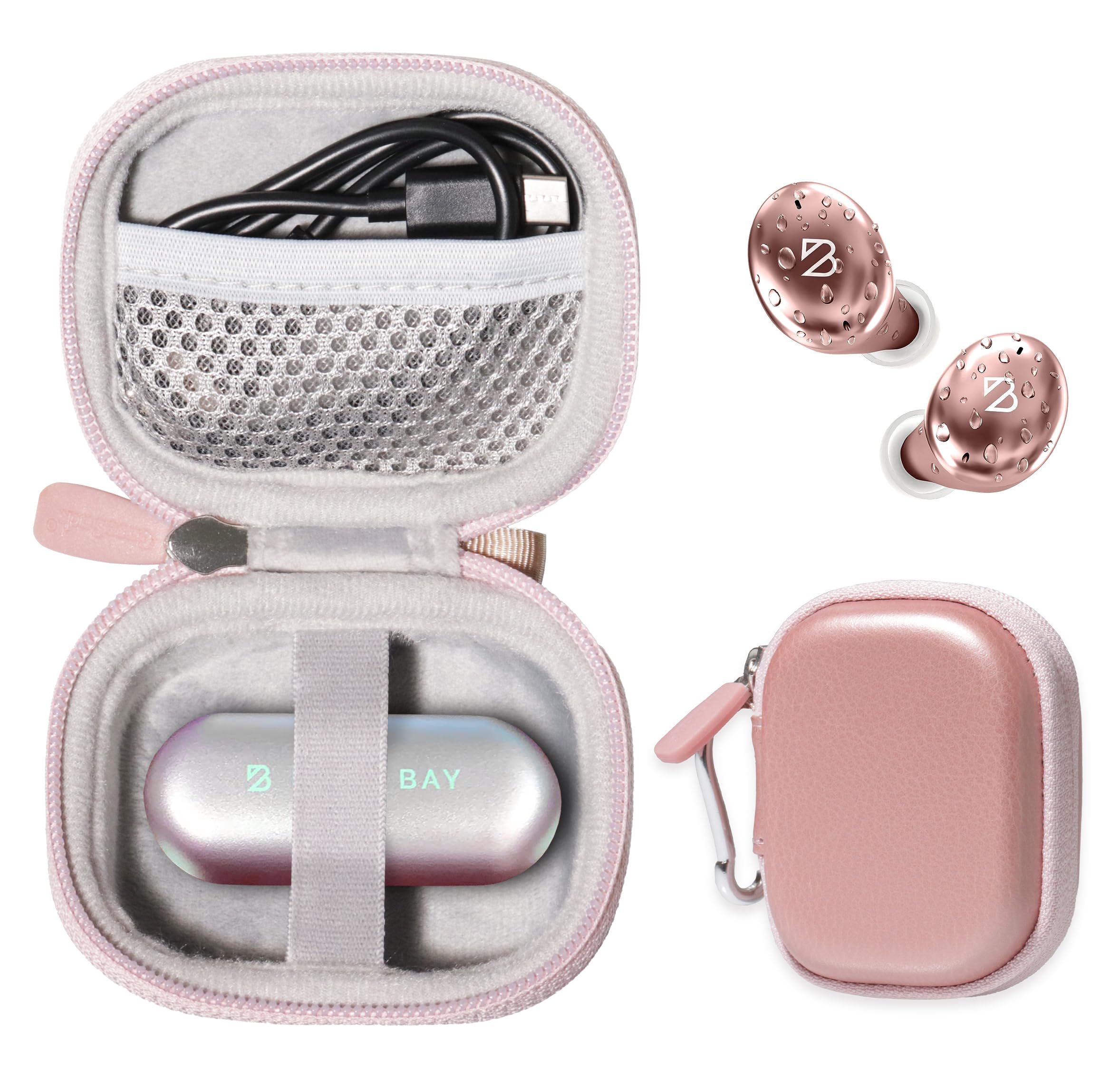 CaseSack Protective Case for Tempo 30 Wireless Earbuds - Rose Gold | Shockproof Cover for Travel, Workout & Daily Use
