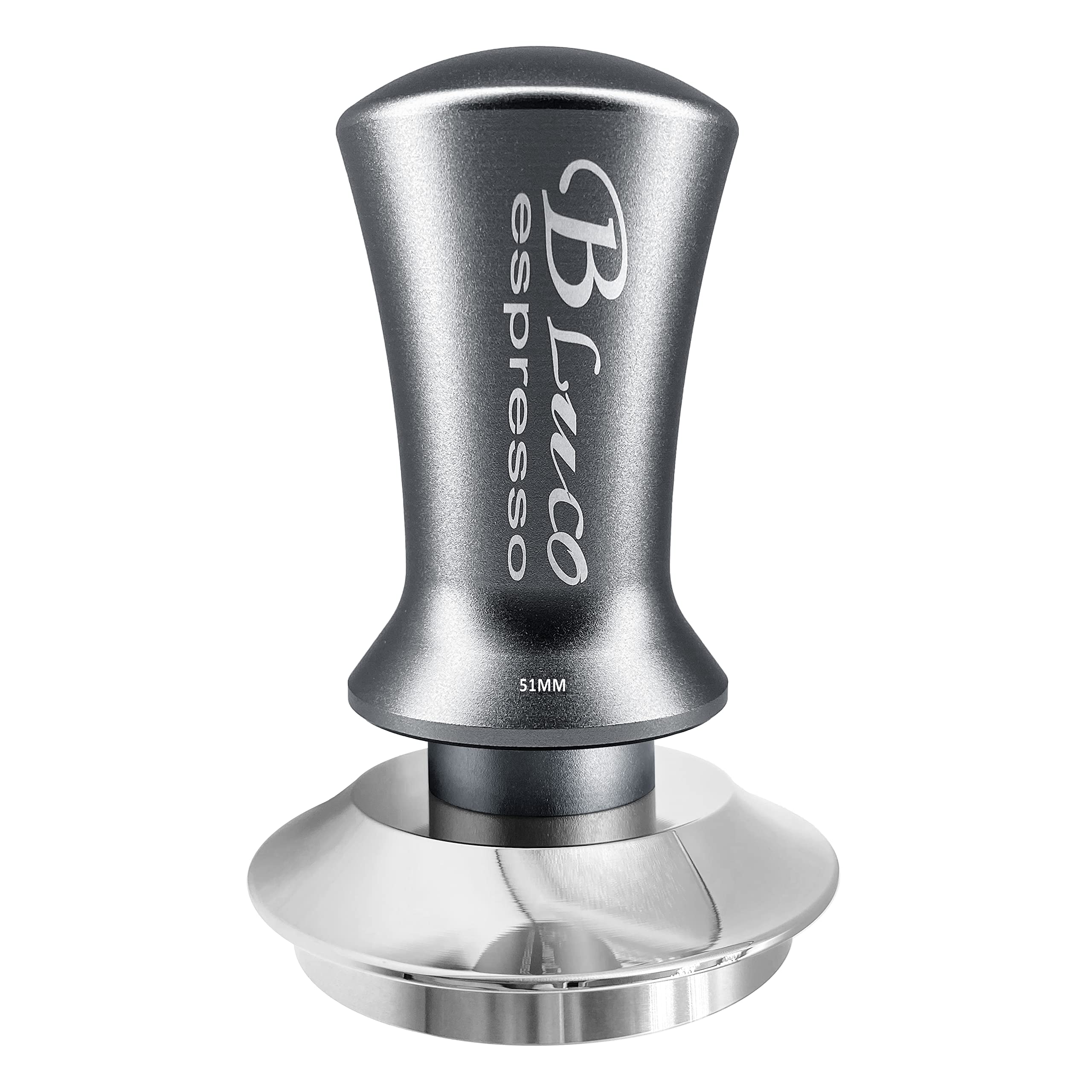 BLUCO 51mm Espresso Tamper - Calibrated Pressure Coffee Machine Accessory Tool with Anti-Stick Self-Leveling Base, Refined Stainless Steel Handle - Perfect for Baristas & Home Coffee Brewing