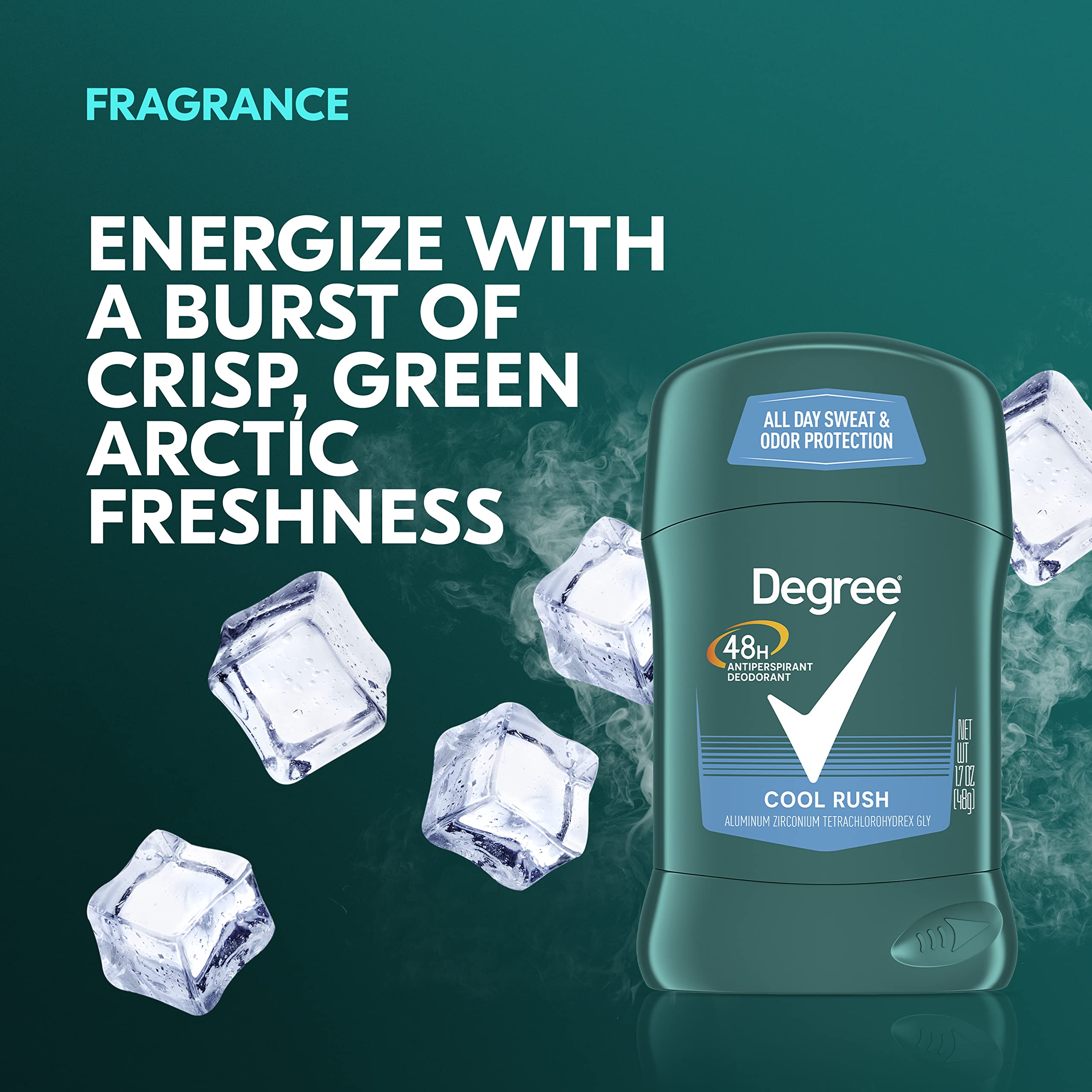 Degree Men Original Protection Antiperspirant Deodorant Cool Rush 12 Pack (1.7 oz each) | 48-Hour Sweat & Odor Protection for Men | Gym, Work & Daily Freshness