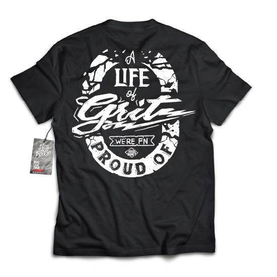 Life of Grit We're F'n Proud of T-Shirt - Black Cotton Tee for Men & Women - Perfect for Casual Wear, Gym, and Street Style