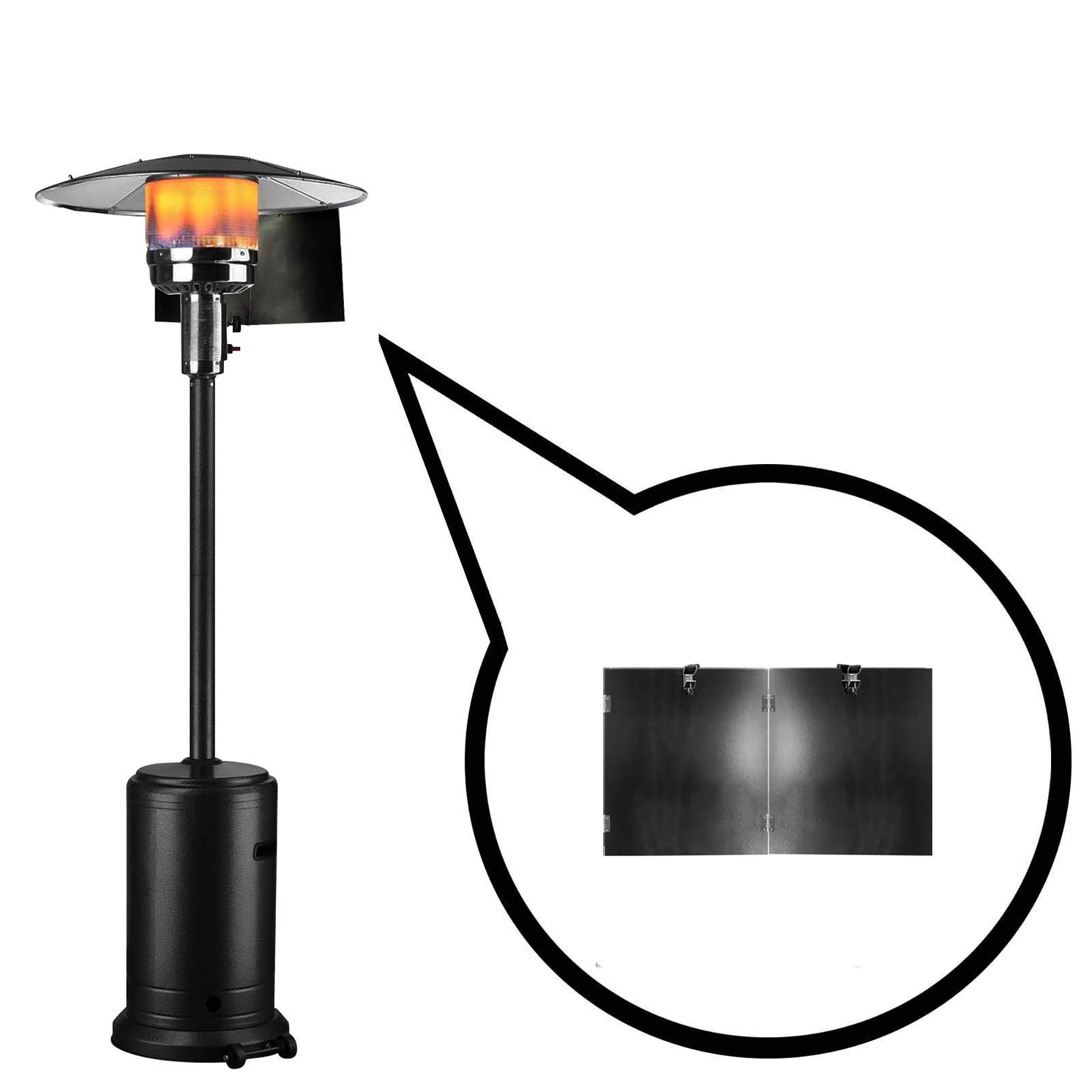 Foldable Heat Focusing Reflector for Round Natural Gas & Propane Patio Heaters - Adjustable Reflector Shield for Tabletop Outdoor Heating | Perfect for Backyard, Deck, and Patio Gatherings