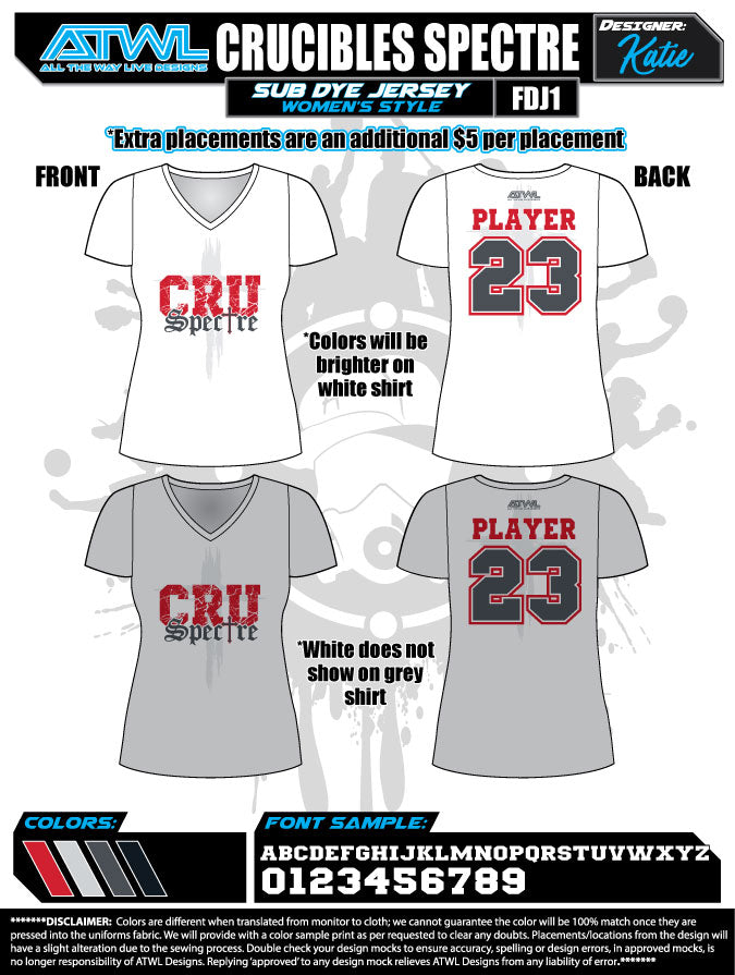 Spectre Crucibles Women's Sublimation V-Neck T-Shirt - Soft Breathable Fabric for Sports, Gym & Casual Wear
