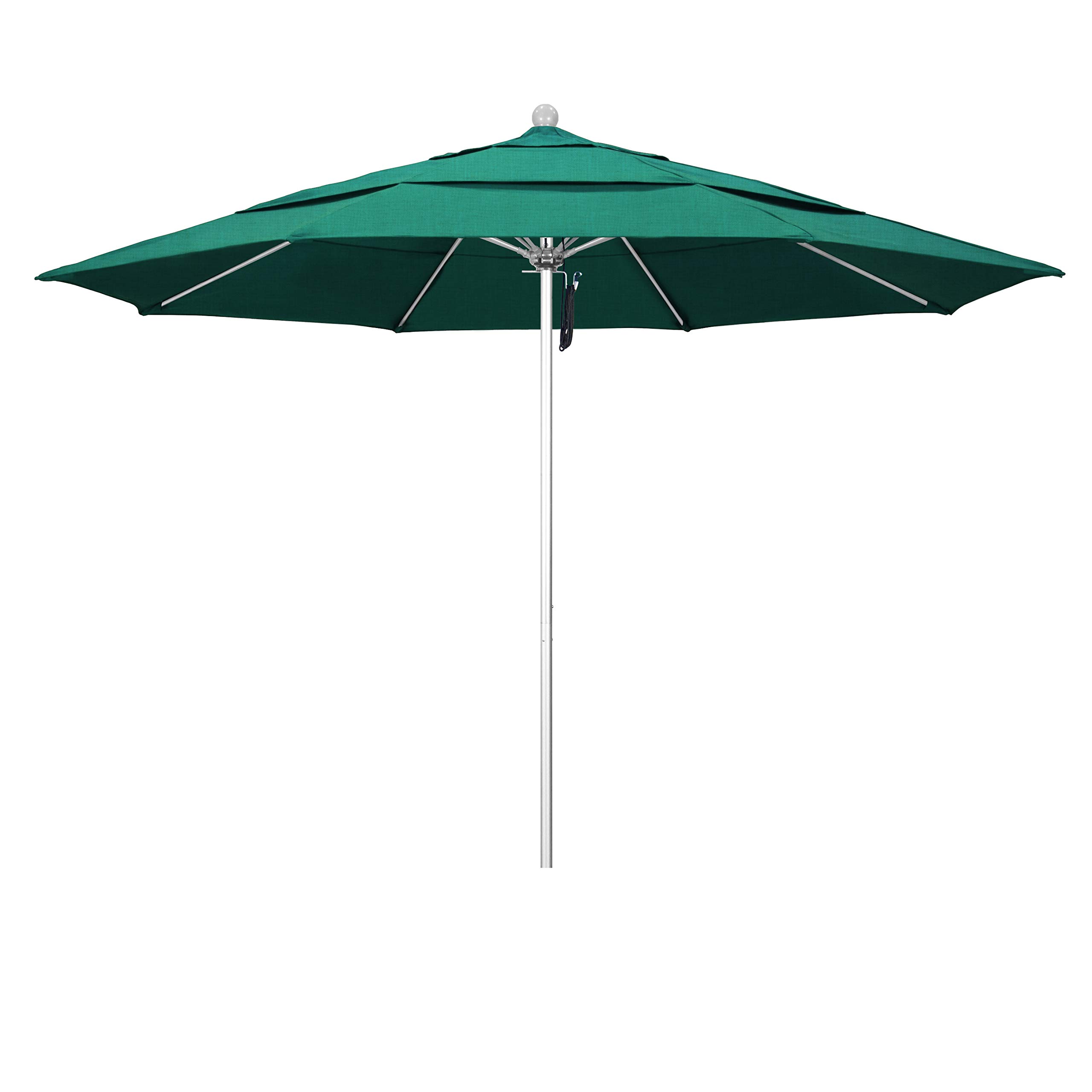 11' California Umbrella - Silver Patio Umbrella with Pulley for Outdoor Dining & Poolside