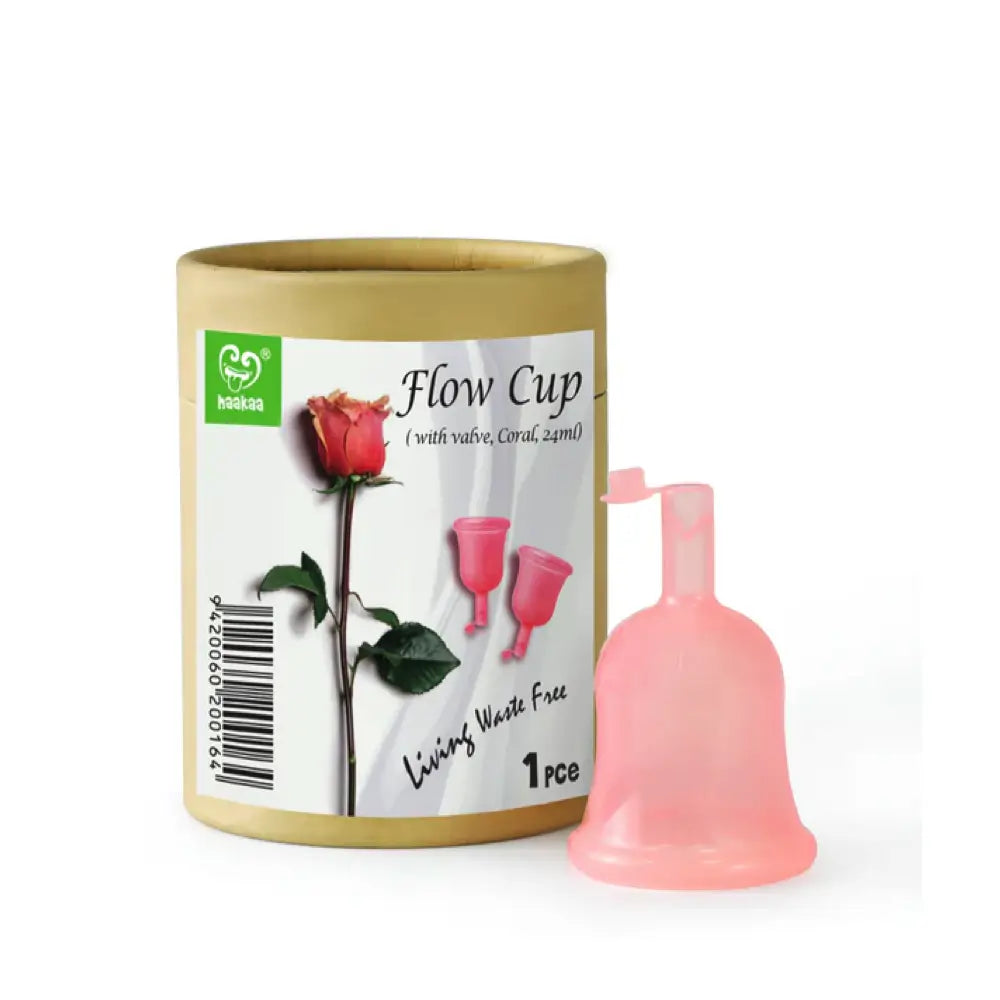 Haakaa Flow Cup with Valve - 24ml Large Menstrual Cup for Women | Comfortable, Leak-Proof Period Protection | Ideal for Active Lifestyles, Travel & Overnight Use