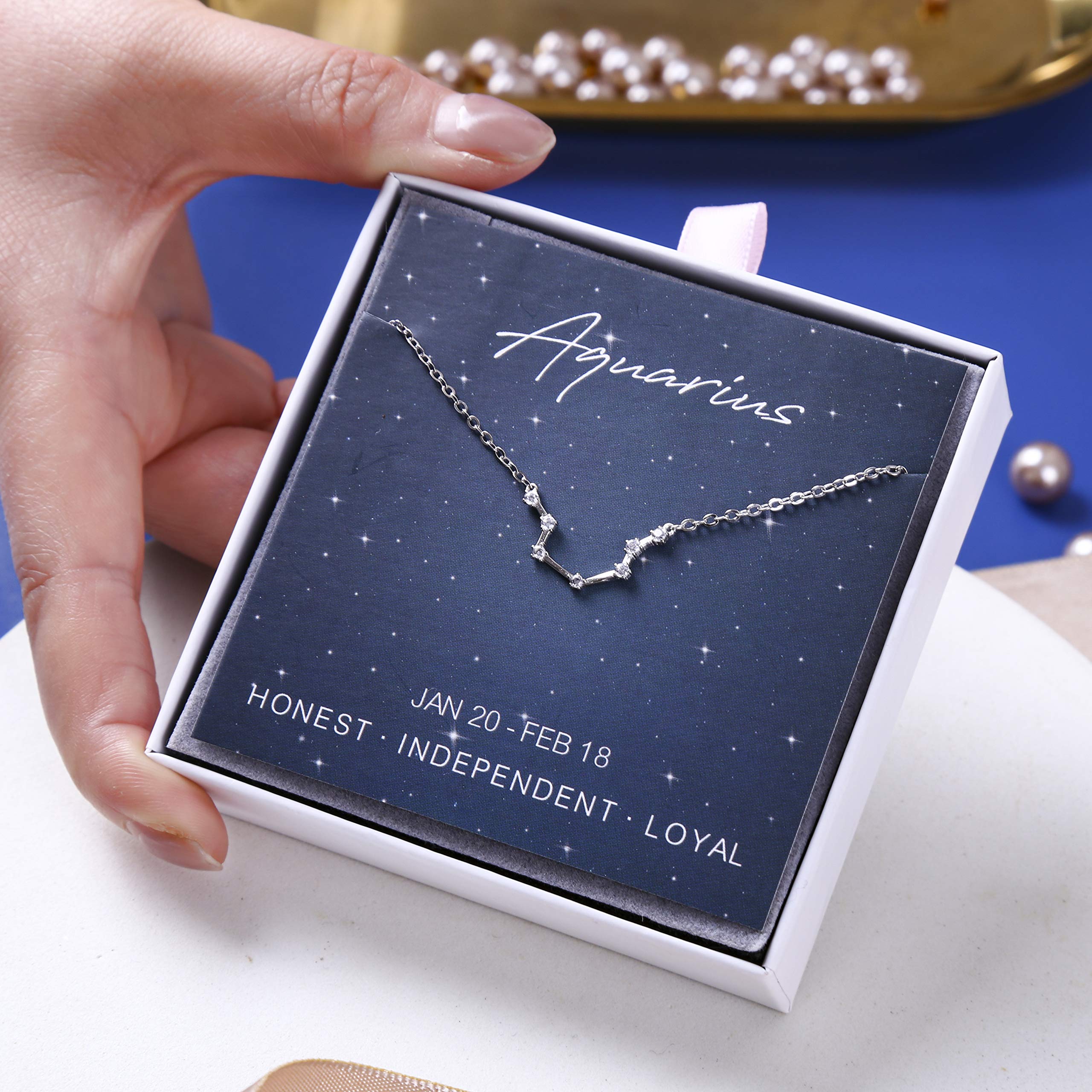ALoveSoul 925 Sterling Silver Zodiac Necklace - Personalized Constellation Horoscope Pendant for Women | Perfect Birthday Gift, Anniversary Present & Everyday Jewelry for Astrology Lovers