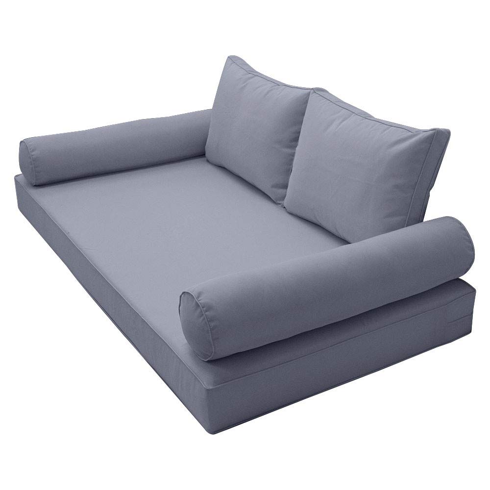 Prolinemax Outdoor Style 1 Twin-XL Piped Trim Daybed Mattress Cover with Bolster Pillow - Fitted Sheet AD001 | Perfect for Patio Furniture, Sunroom Decor & Guest Bedding