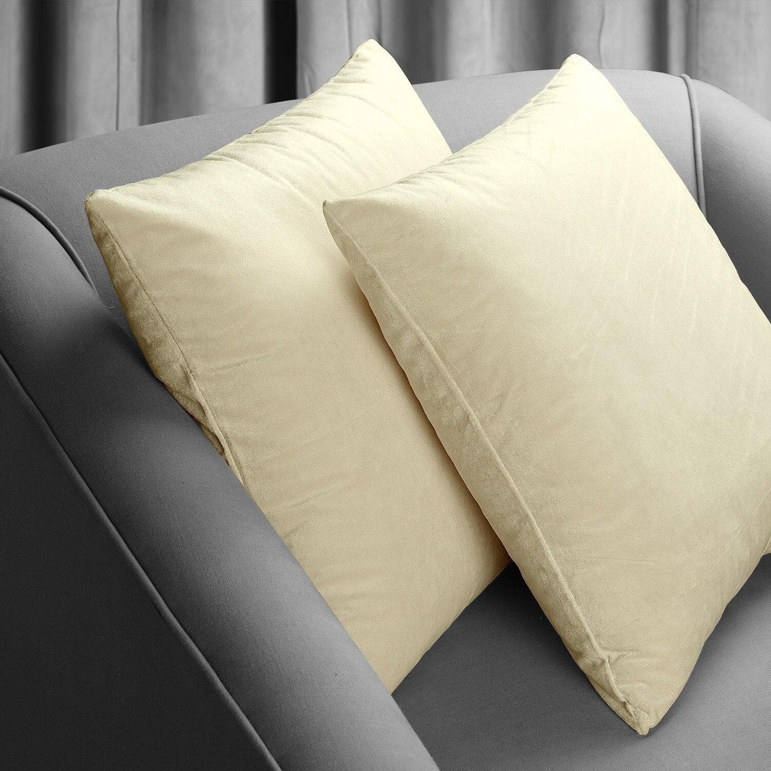 Premium Velvet Cushion Covers Set of 2 - Soft & Luxurious Neutral Tone Throw Pillow Covers for Sofa, Bed, Living Room Decor - Home & Office Decor Essentials