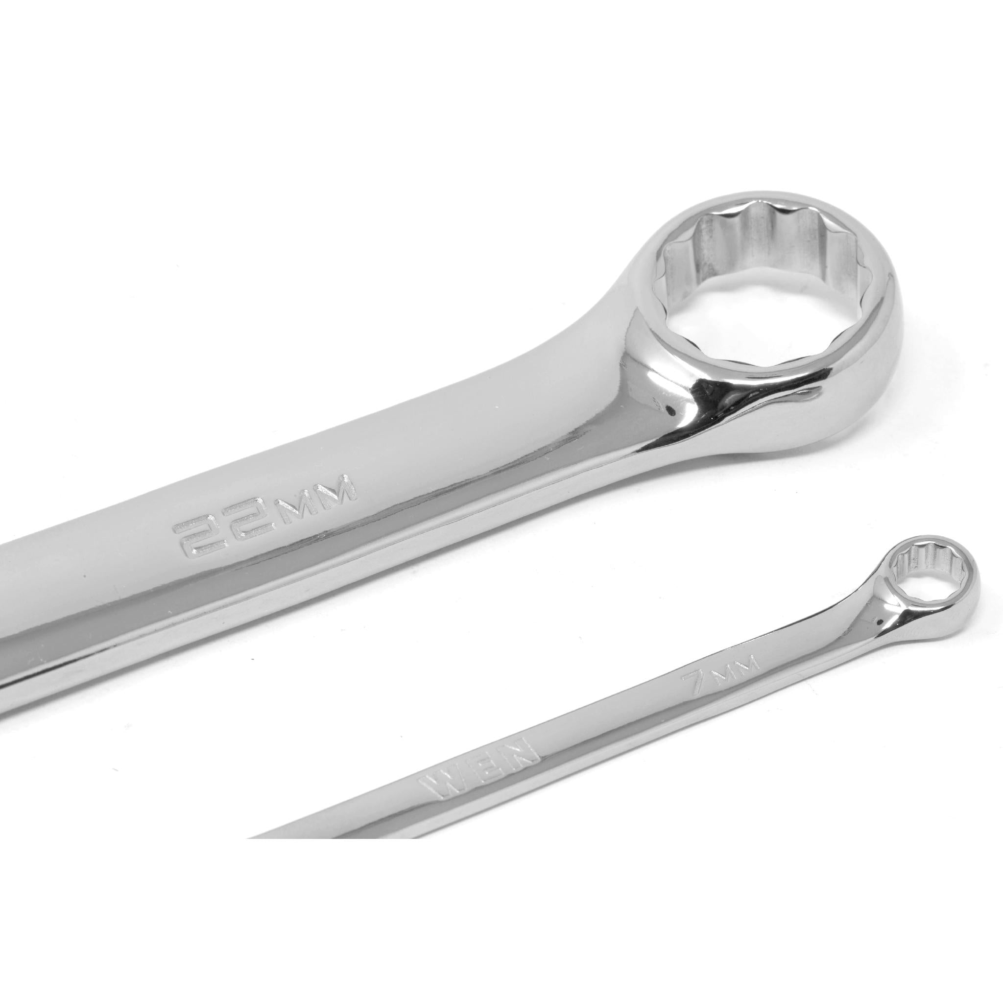 WEN WR160M 16-Piece Professional Grade Metric Combination Wrench Set with Storage Pouch - Perfect for Automotive Repair, DIY Projects & Home Maintenance