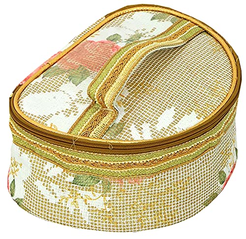 Kuber Laminated Makeup Bag - Travel Toiletry Case with Handle (2-Pack, Gold) for Cosmetics & Travel Organizer