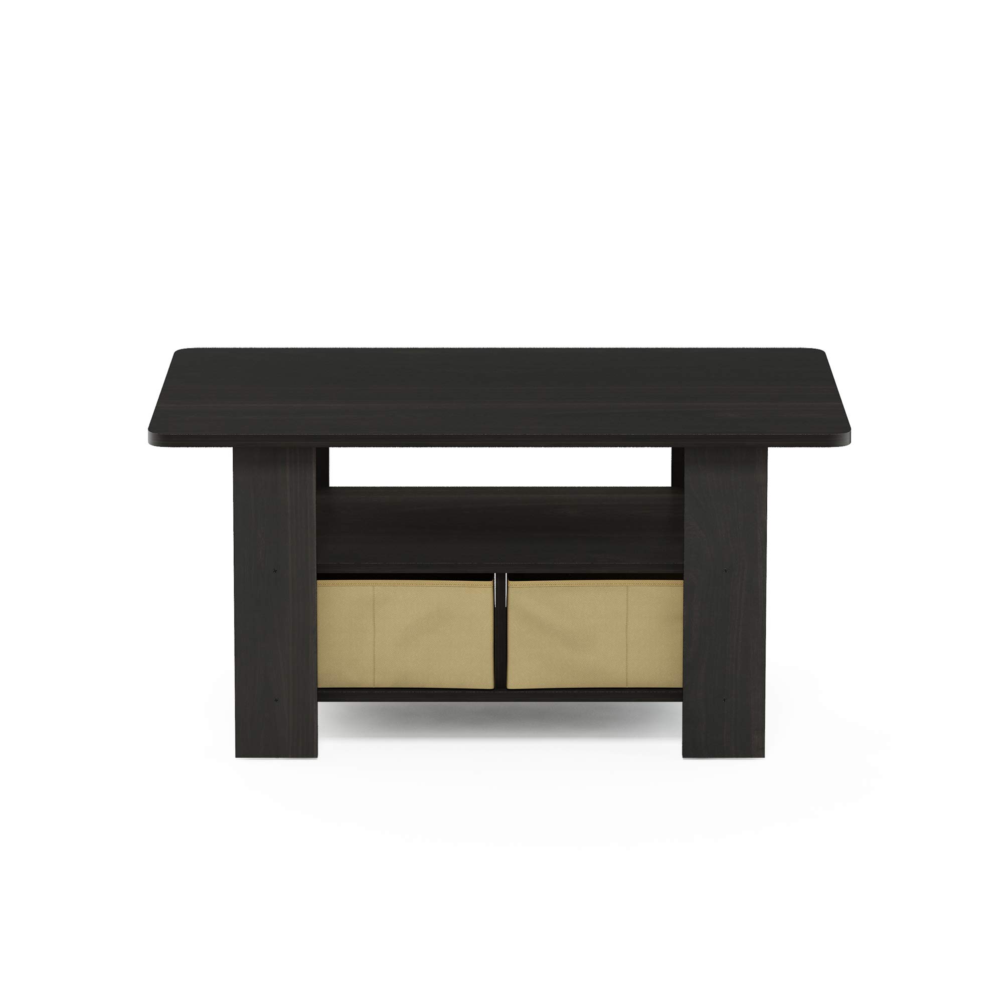 Furinno Andrey End Table Set with Coffee Table and Storage Bins - Modern Living Room Furniture for Small Spaces, Home Decor, and Organization