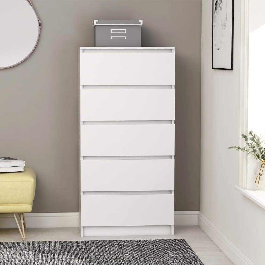 5-Drawer Free-Standing Bathroom Storage Cabinet - Vertical Organizer Tower for Bathroom, Bedroom, Hallway & Living Room - Sturdy Chipboard Construction - Perfect for Small Space Organization & Home Decor