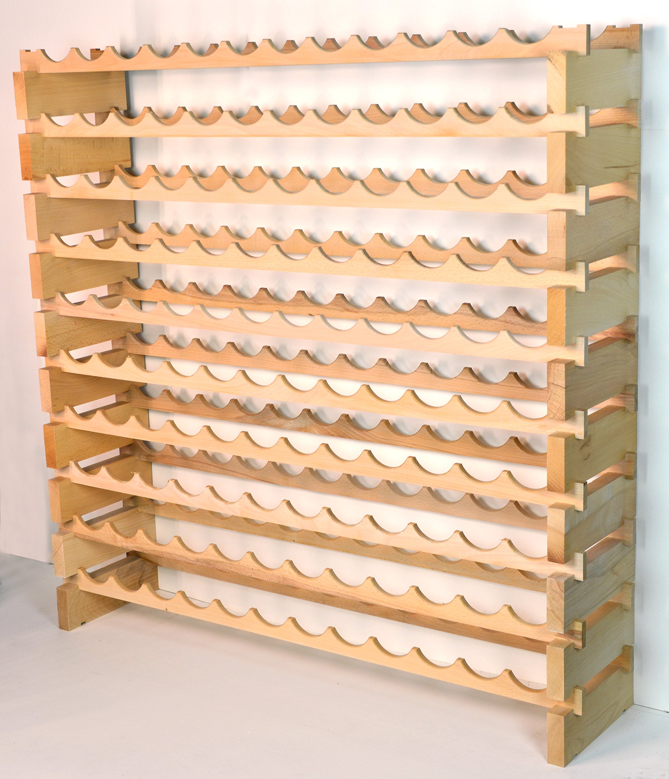 Premium Modular Beechwood Wine Rack - Expandable Storage for 48 to 144 Bottles (12 Bottles per Row) | Space-Saving Home Bar, Cellar & Restaurant Wine Display Solution