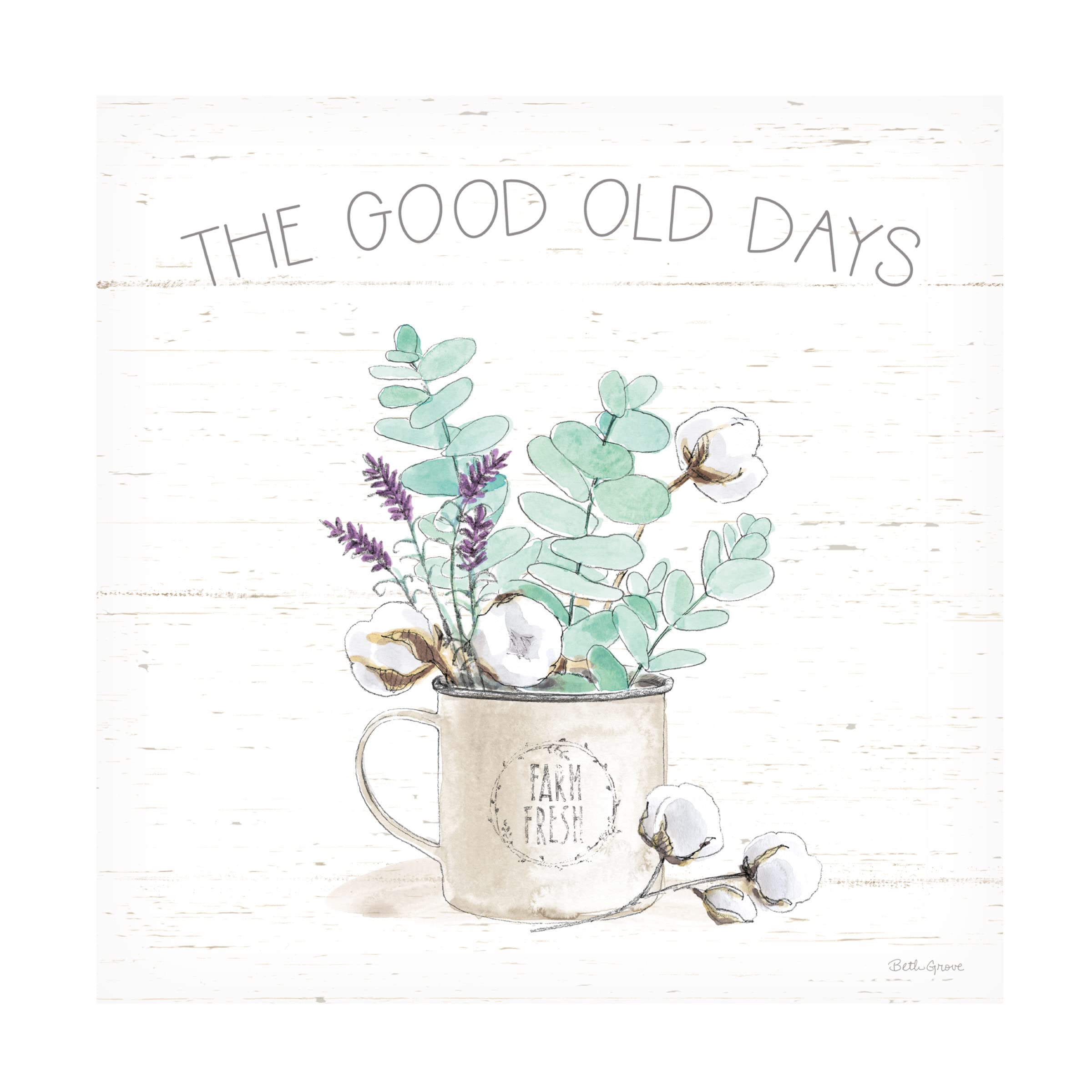 Beth Grove 'Farmhouse Cotton III' Canvas Wall Art - Handmade Cotton Textured Painting for Living Room, Bedroom & Office Decor