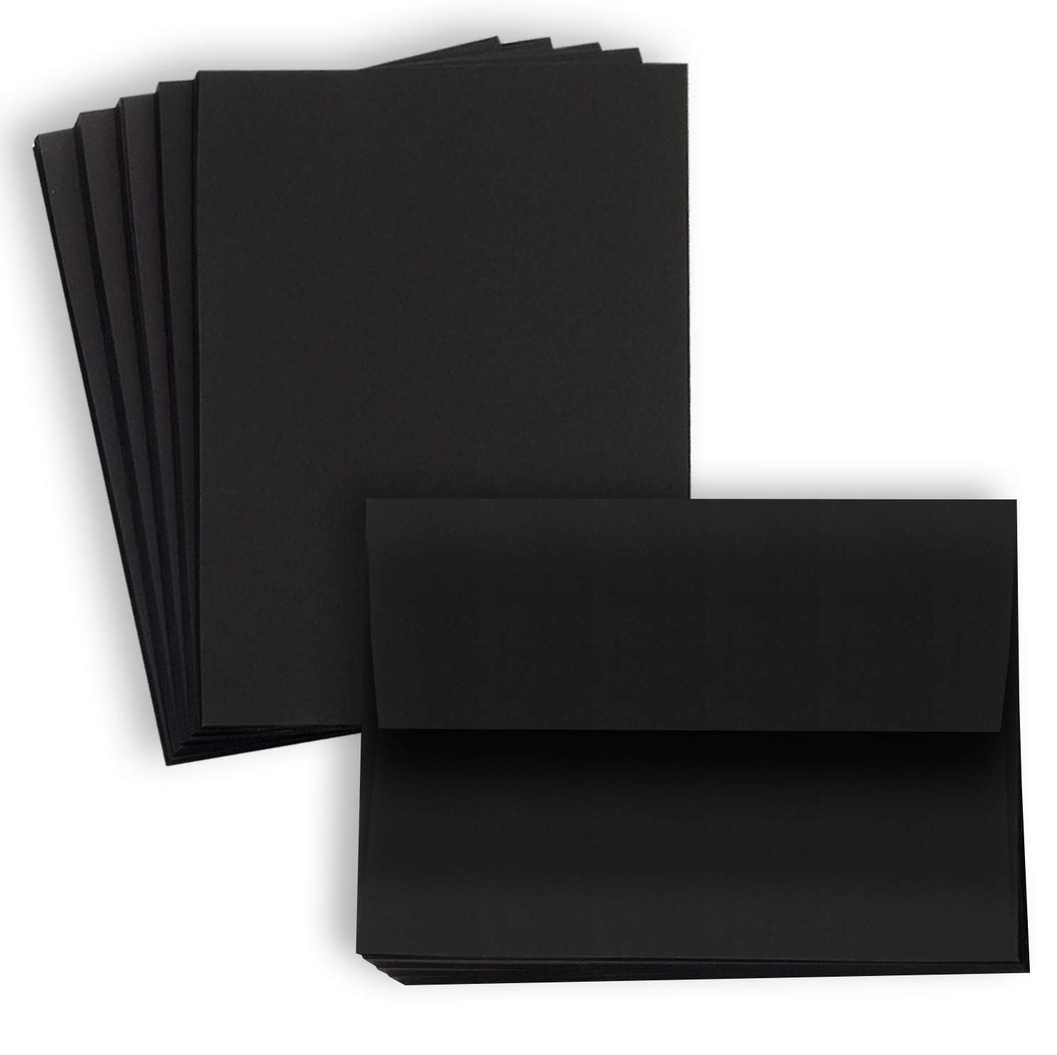 Premium 4x6 Black Cardstock Paper & Envelopes Set - 80 lb Cover Weight (100 Pack) - Perfect for Greeting Cards, Invitations, Business Cards & DIY Craft Projects