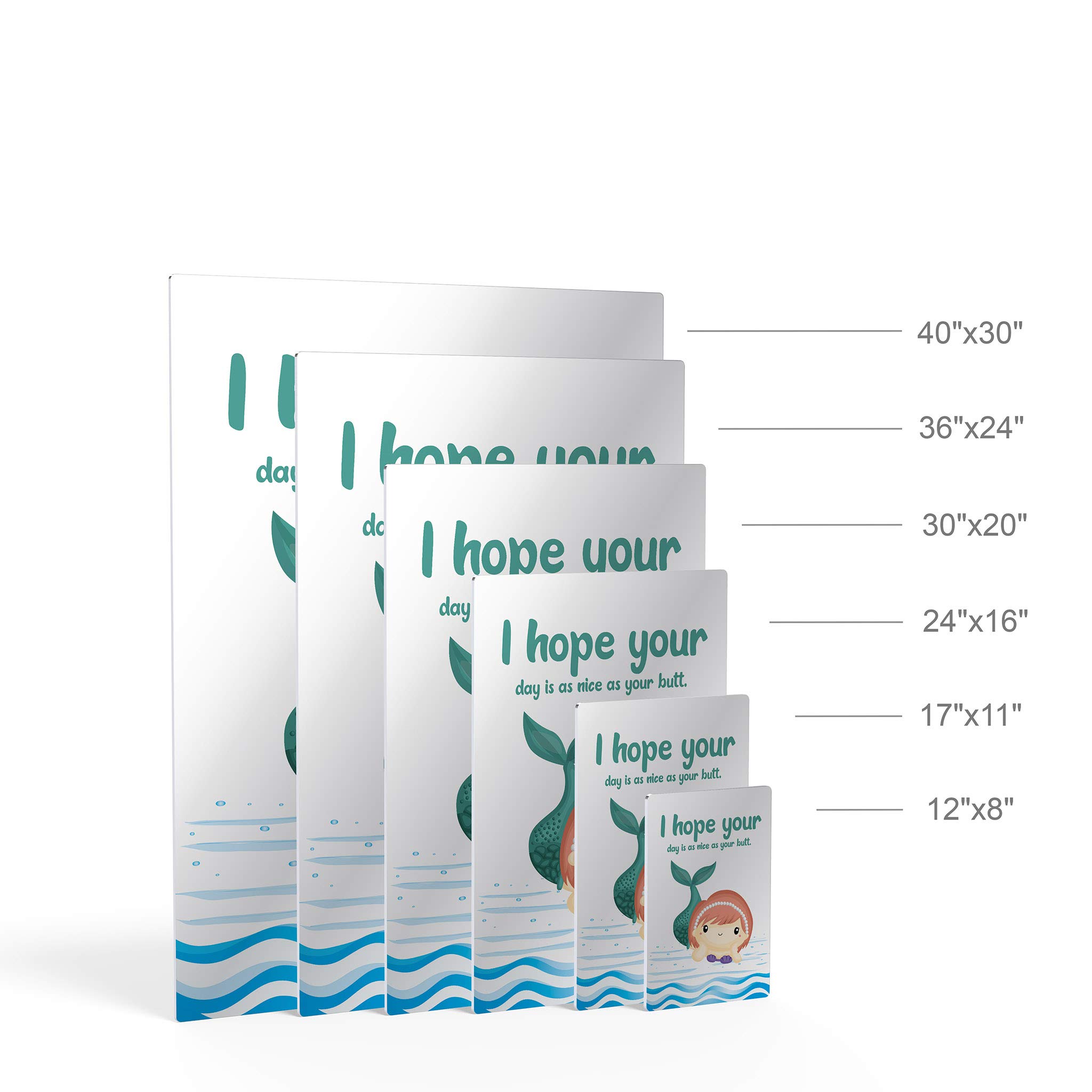 Funny Bathroom Wall Art - 'I Hope Your Day is as Nice as Your Butt' Quote Metal Print | Kids Bathroom Decor, Mermaid Nursery Sign | Ready to Hang Home Decor (30x20, Made in USA) - Perfect for Bathrooms, Kids Rooms & Coastal Themed Spaces