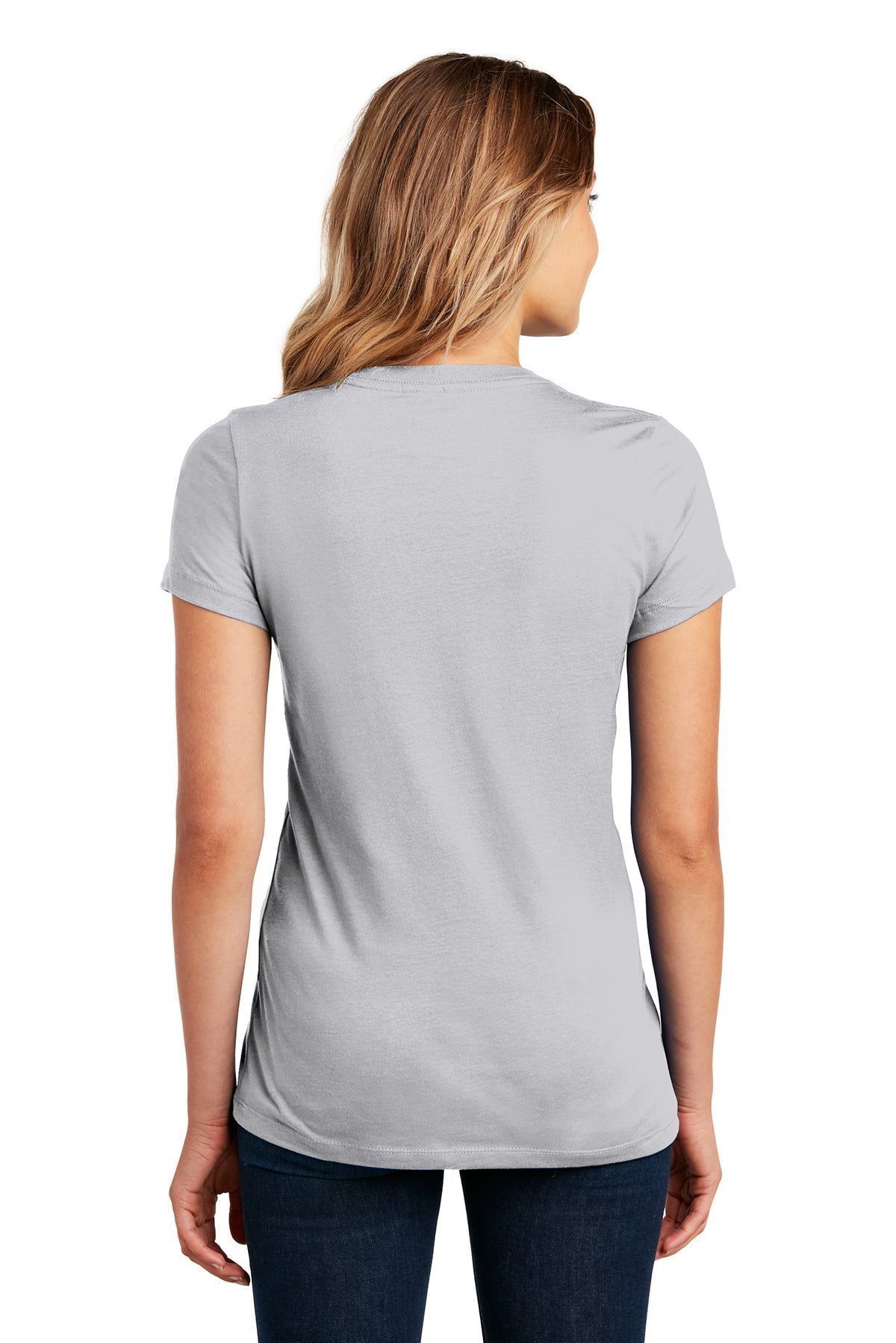 District Made Women's Perfect Weight Crew Neck T-Shirt - Soft & Comfortable Silver Tee for Casual Wear, Workout, and Everyday Outfits