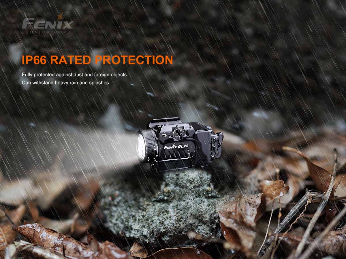 Fenix GL22 Tactical Flashlight with Red Laser Sight - Compact Weapon Light for Pistols, Rifles & Hunting - Perfect for Home Defense, Law Enforcement & Outdoor Adventures