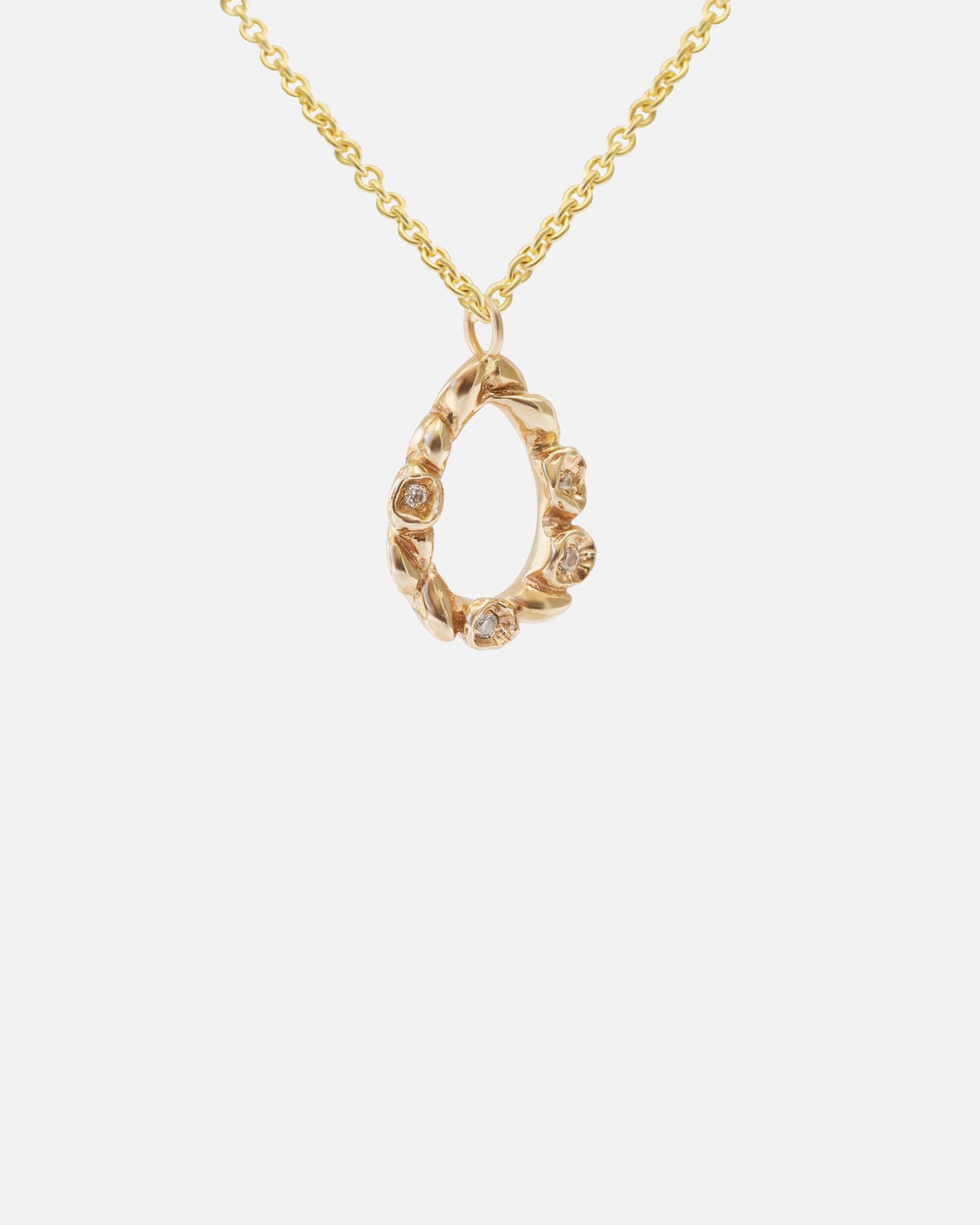 Elegant Teardrop Wreath Pendant Necklace with White Diamonds - Perfect for Weddings, Anniversaries & Special Occasions