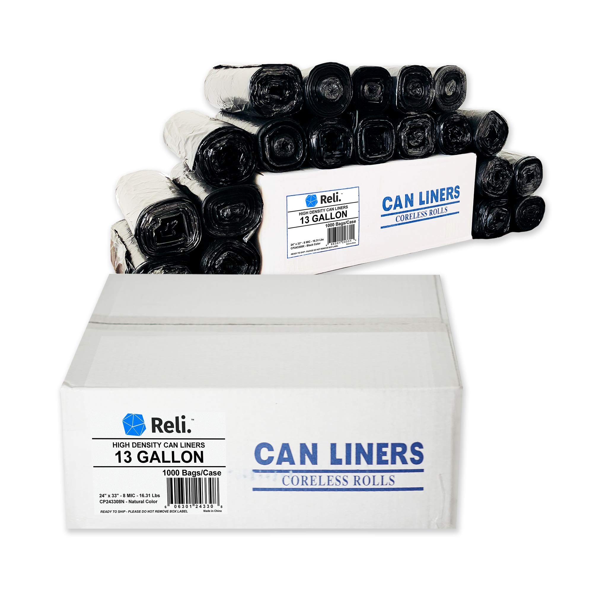 13 Gallon Trash Bags - 1000 Count, Heavy Duty & Leak Proof - Perfect for Kitchen, Office, and Bathroom Waste Disposal