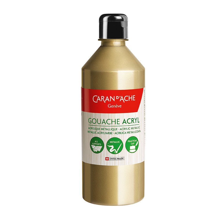 Caran d'Ache 500ml Metallic Gouache Acrylic Liquid Paint - Premium Artist Paint for Canvas, Illustration & DIY Crafts - Perfect for Professional Artists & Hobbyists