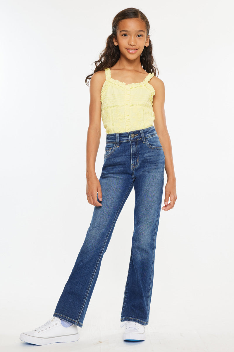 Elaine High Rise Bootcut Jeans for Girls - Stretchy & Comfortable Denim Pants for School, Play & Everyday Wear