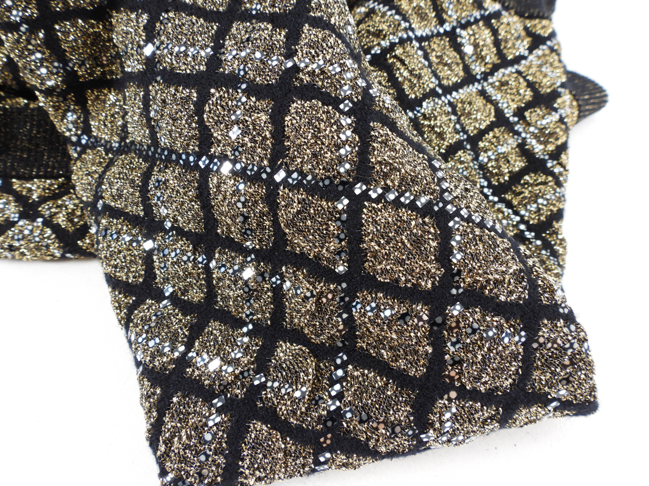 Chanel 20A Black & Gold Shimmer Knit Cardigan Sweater Women's Size FR38 - Perfect for Evening Parties & Luxury Fashion Outfits