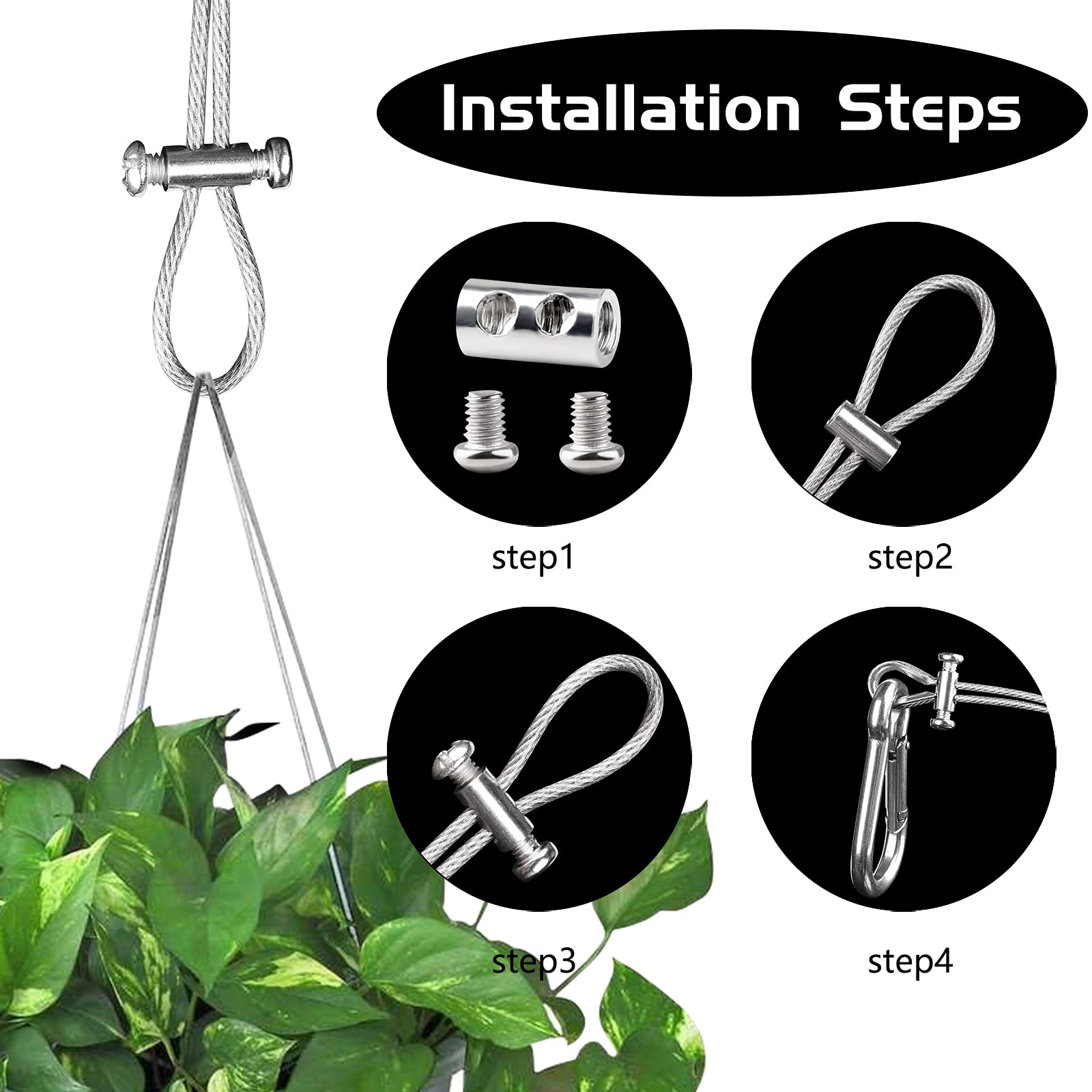 50PCS Adjustable Wire Rope Clips for 1-2mm Diameter Cables - Aluminum Crimping Loop Sleeves with End Screw Stopper & Screwdriver - Perfect for Marine, Construction, and DIY Projects