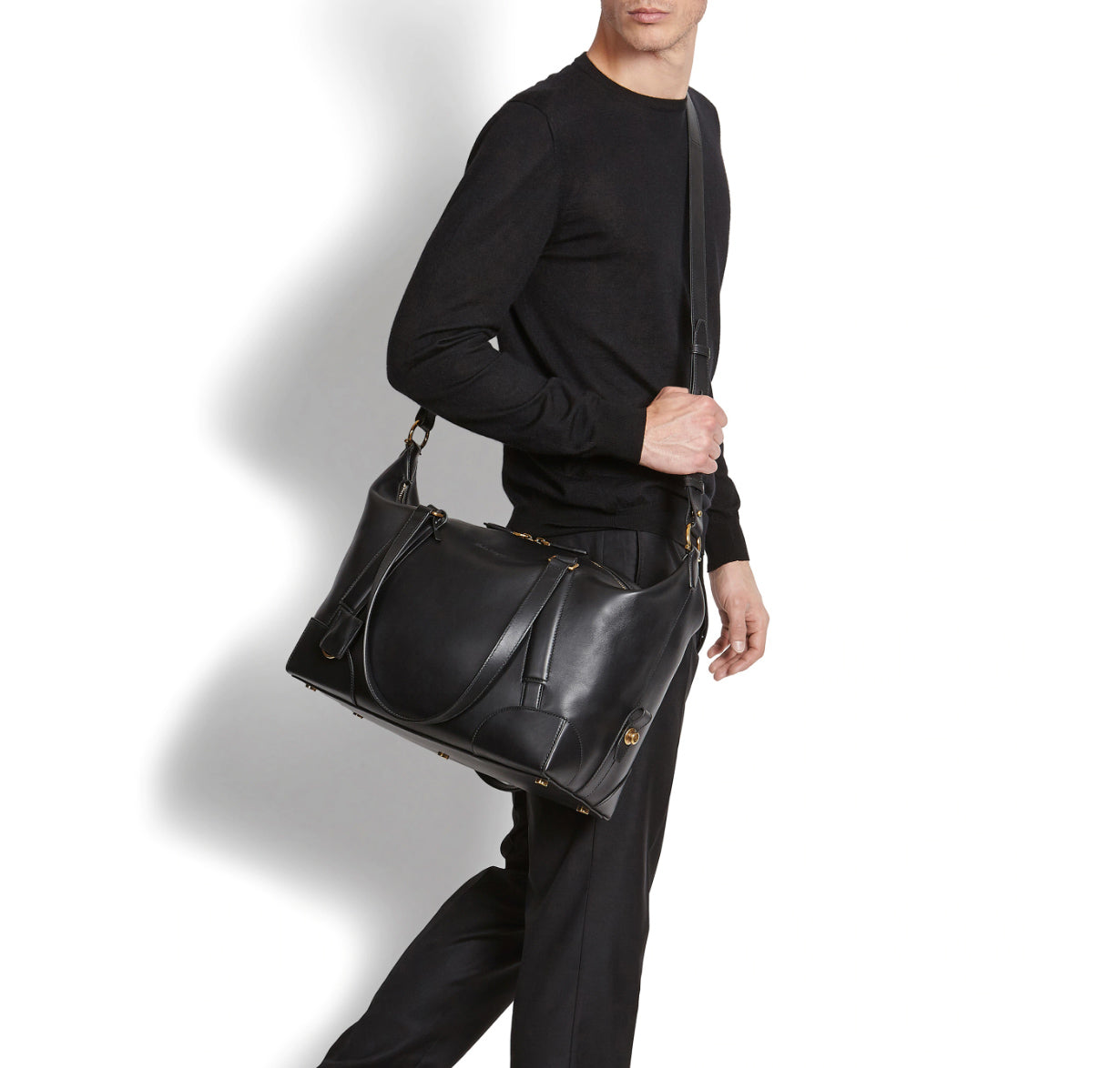 Ferragamo SS2019 Black Dynamo Duffle Bag for Men - Luxury Overnight Travel Bag, Spacious Weekender Carryall with Shoulder Strap - Perfect for Business Trips, Gym & Weekend Getaways